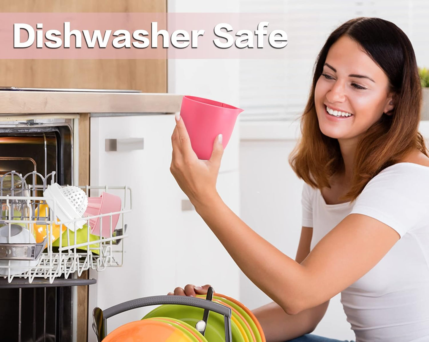 Hand Juicer - Citrus Juicer with Lemon Shape - Hand Lemon Juicer with Two Press Options for Different Fruits (Pink)