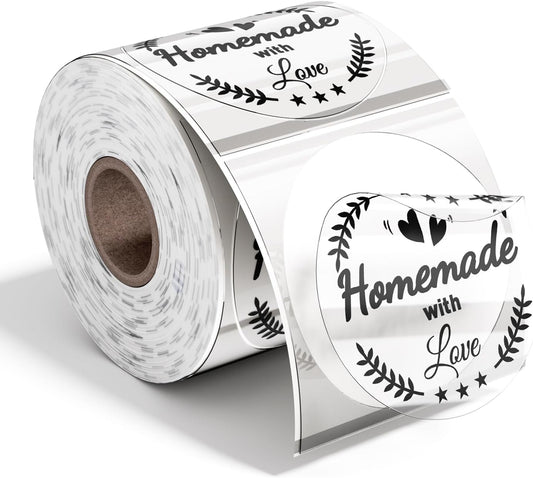 2 Inch Transparent Round Thermal Labels,Self Adhesive Circle Clear Waterproof Thermal Label,500 Labels/Roll, Multipurpose Roll Direct Sticker for DIY Logo Design