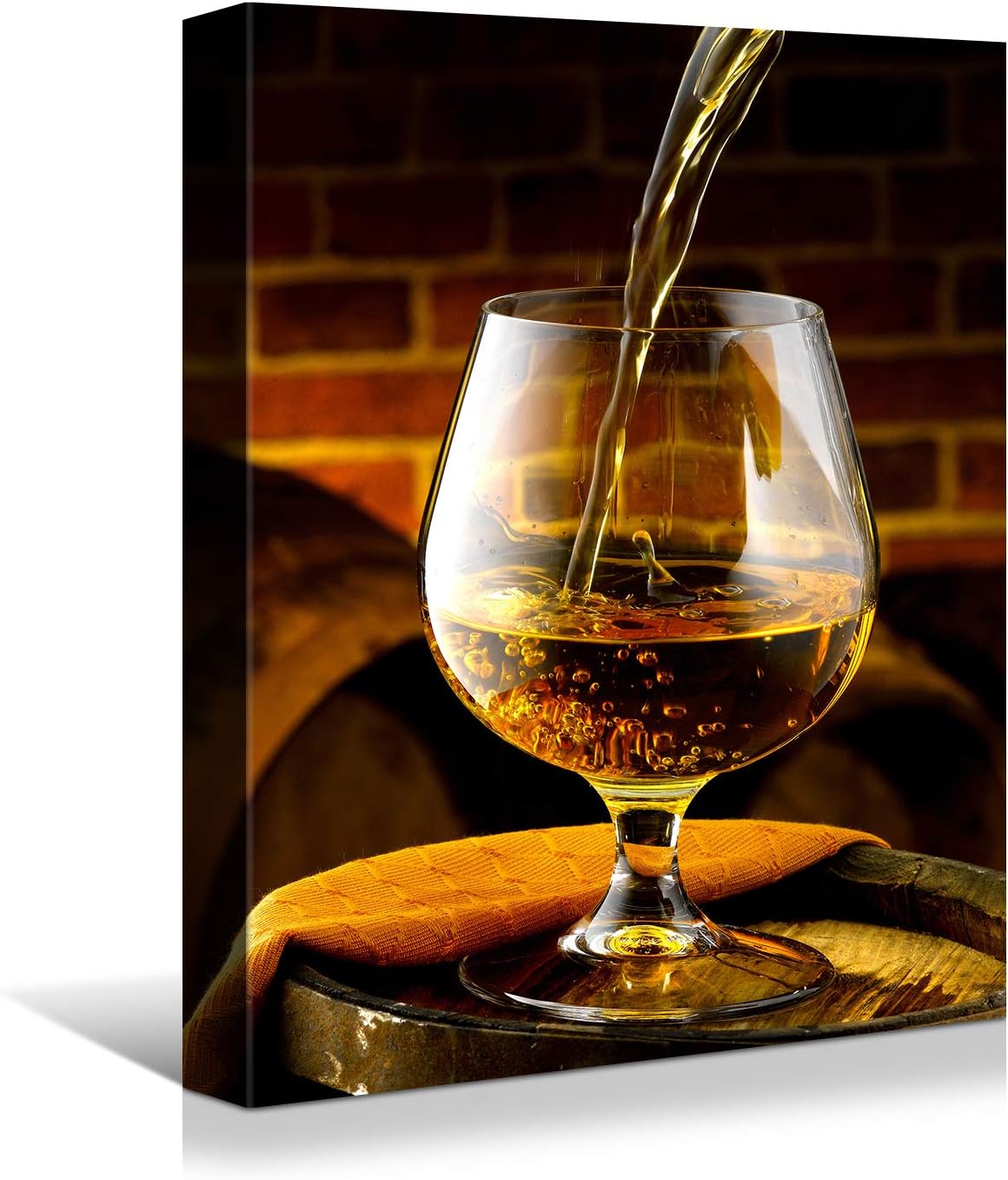 Looife Kitchen Wine Bottle Canvas Wall Art, 30x40 Inch Gallery Wrapped Whiskey Wine Glass Cup Picture Prints Wall Decor, Modern Art Deco for Dining Room and Bar Wall Decoration