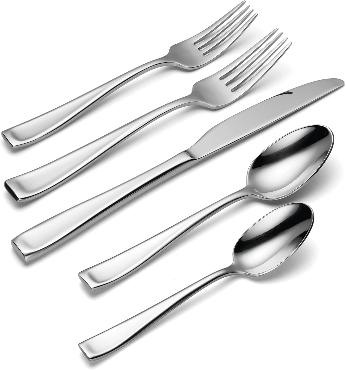 Oneida Silverware Set For 12, Moda 65-Piece Fine Flatware Set with Serving Utensils, Service For 12, 18/10 Stainless Steel, Dishwasher Safe For home, Knives Spoons and Forks Set (Silver, 65 pieces)