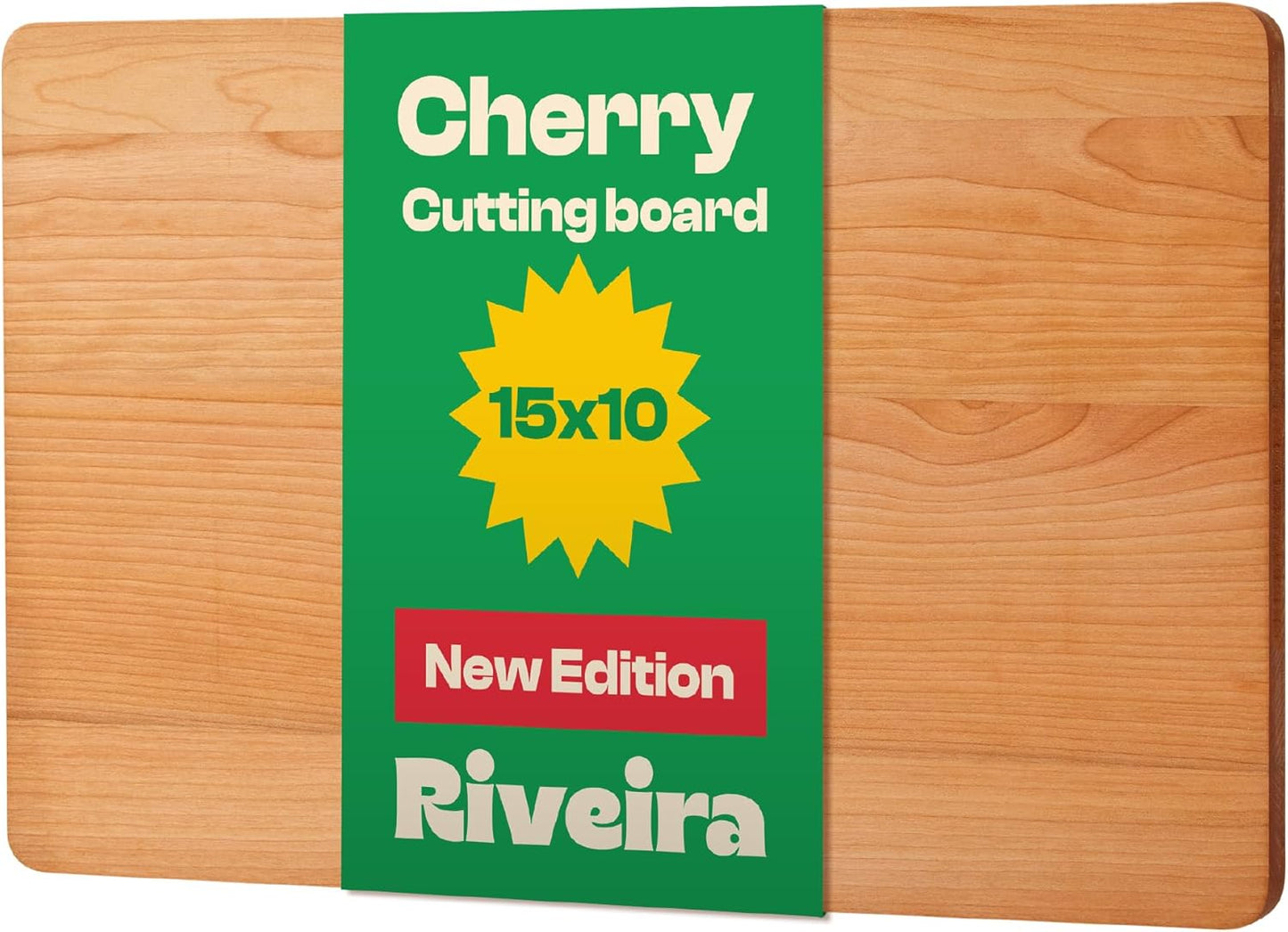 Riveira Cherry Wood Cutting Board – Gourmet Black Cherry Grandeur: 15 x 10 Wooden Cutting Board – Wooden Cutting Boards For Kitchen Decorative – Innovative Juice Grooves Cherry Wooden Chopping Board