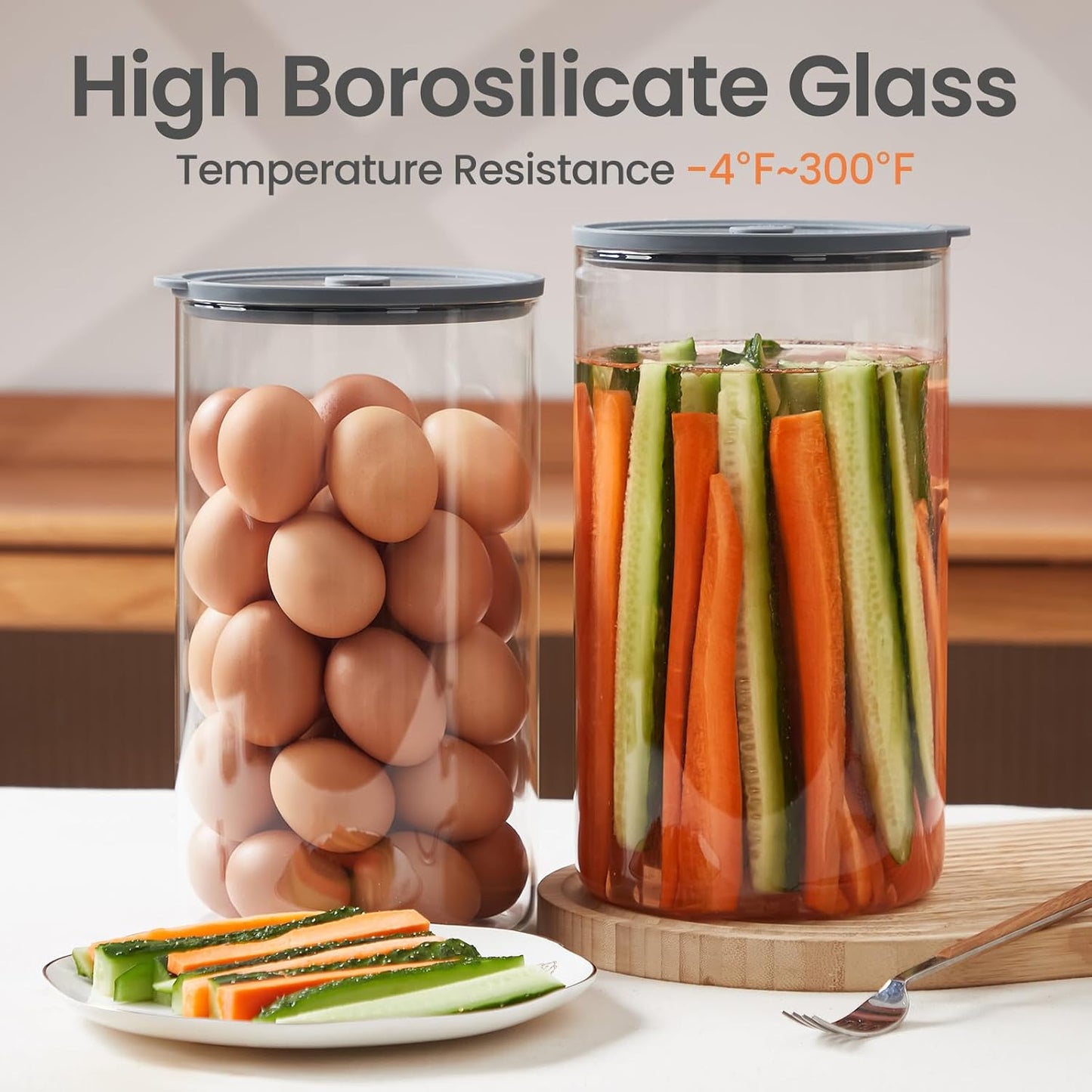 Extra-Large Glass Flour and Sugar Storage Containers with Airtight Lids, 1-Gallon(135oz)Big Glass Food Canister Jars with Lid,Kitchen Organization Jar Sets Perfect for Cookies,Cereal and Eggs