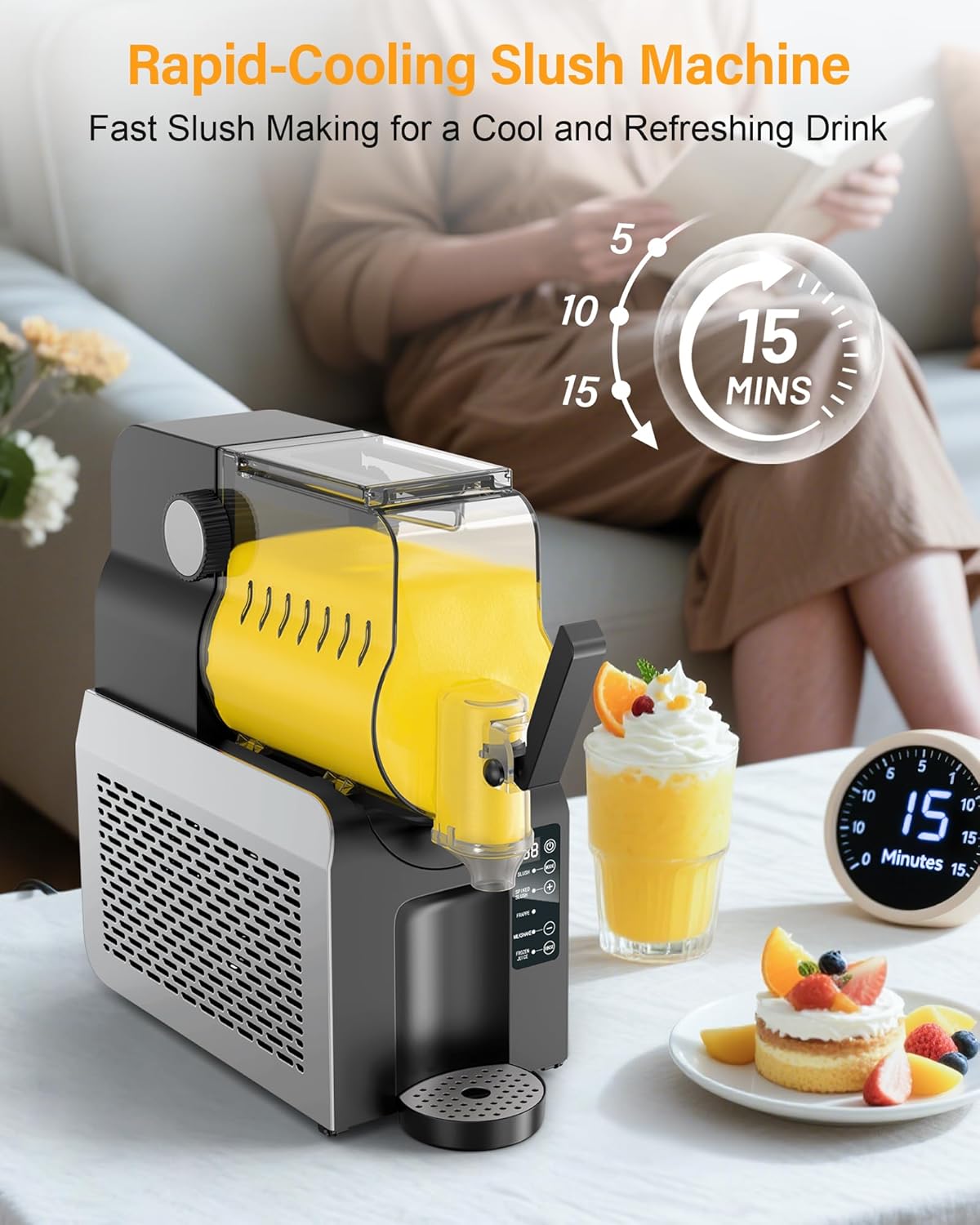 88oz Slush Maker Machine| All-in-One Slushie Machine with 5 Pre-Set Programs | Ice-Free Technology | Quiet Auto-Clean | Ideal for Milkshakes, Margaritas, Smoothies, and Frappés