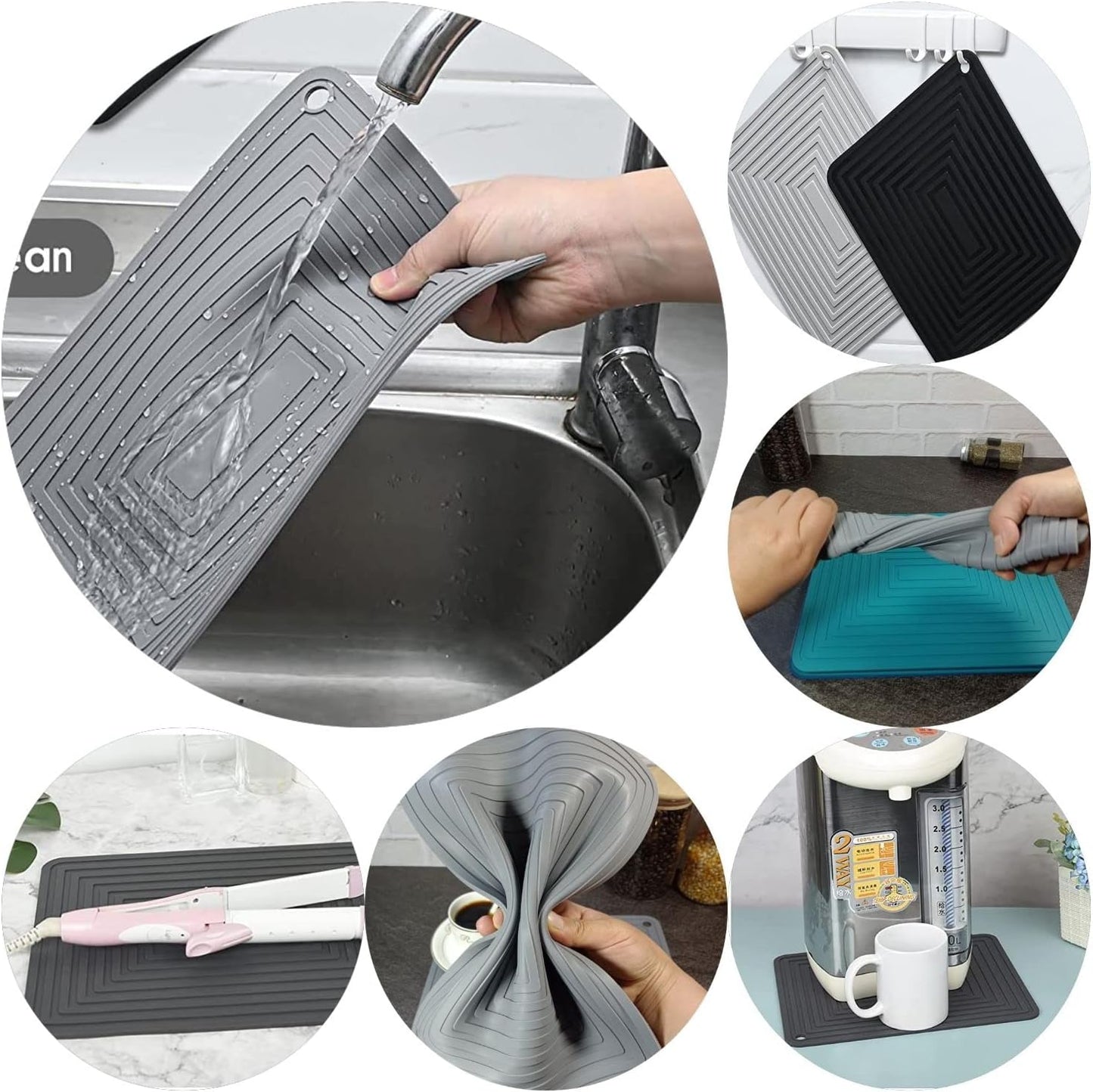 Silicone Trivets Mats Set for Hot Dishes, Pots and Pans - 9 X 12 Teal Hot Pads for Kitchen, Multi-Purpose Heat Resistant Mat Pot Holders 2 Pack