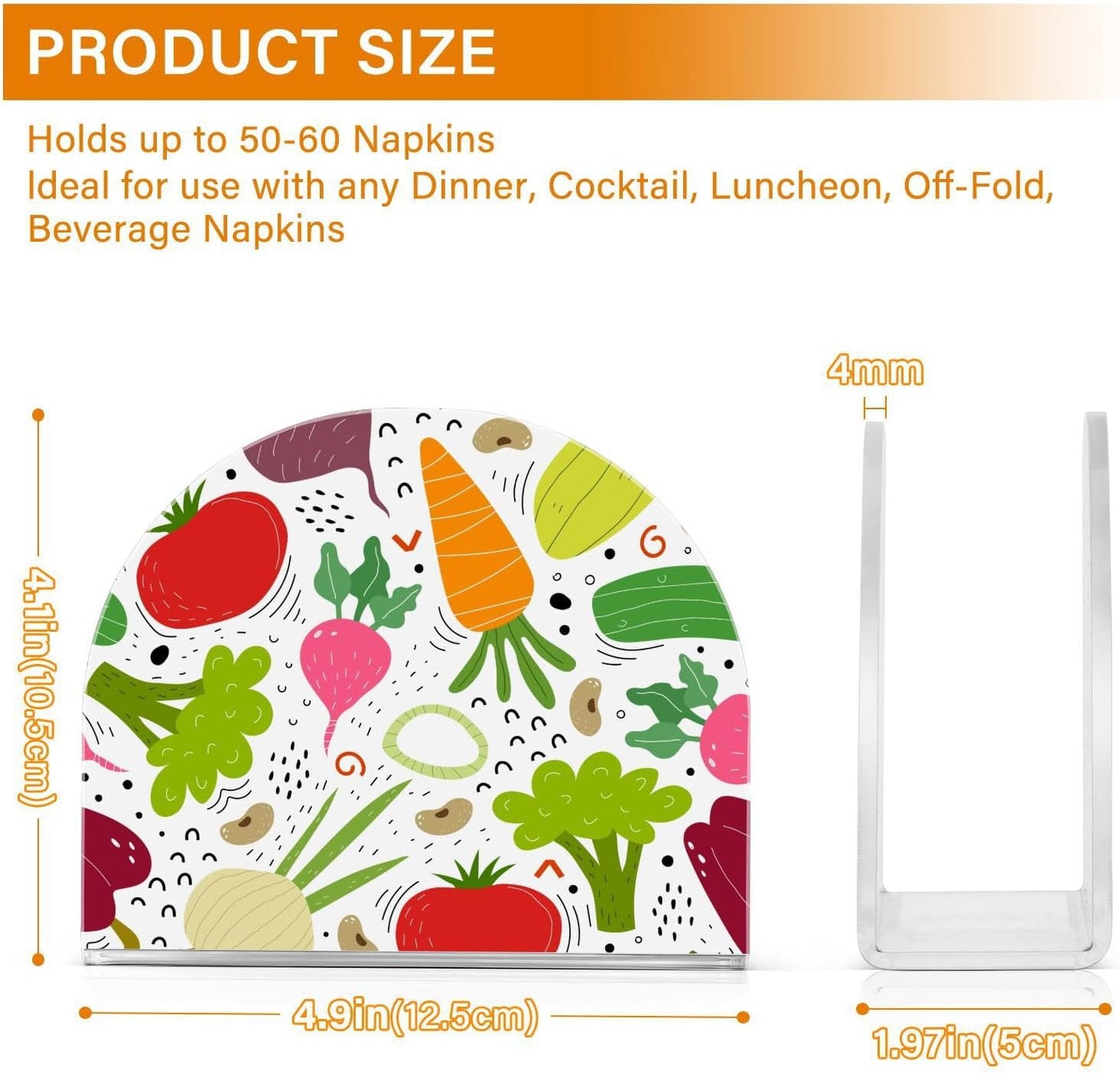 Cartoon Vegetables Napkin Holder for Table Paper Napkins Holder Acrylic Tissue Dispenser Kitchen Dining Room Bathroom Party Car Decor