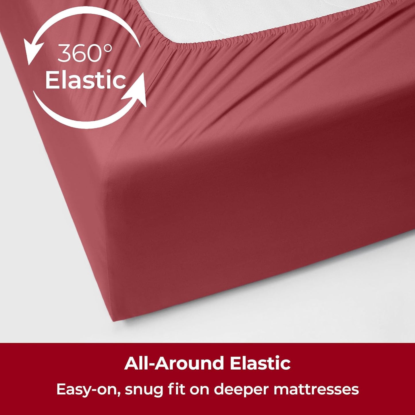 Mellanni Extra Deep Full Sheets - 4 PC Iconic Collection Bedding - Hotel Luxury, Ultra Soft, Cooling Bed Sheets - Wrinkle, Fade, Stain Resistant (Full, Brick Red)