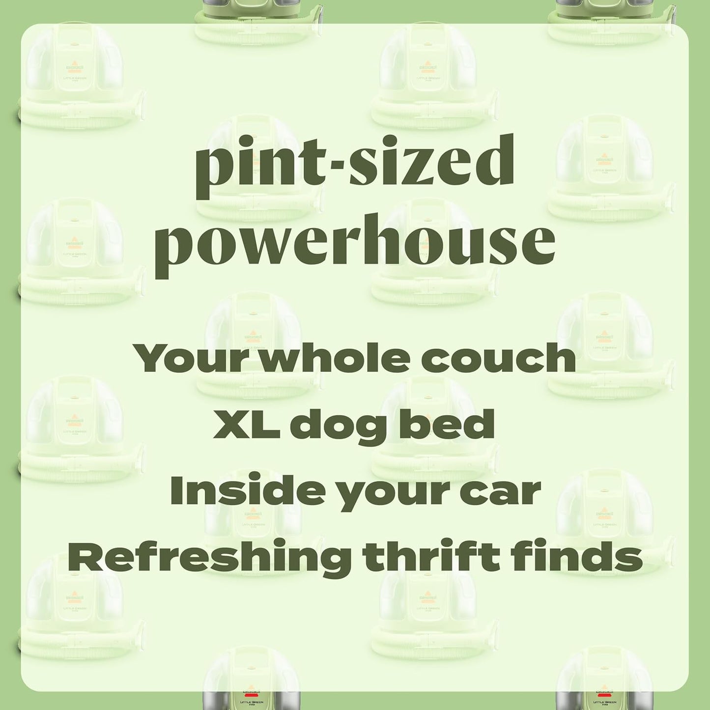 Bissell Little Green Mini Portable Carpet and Upholstery Deep Cleaner, Car/Auto Detailer, with HydroRinse Self-Cleaning Tool and 4" Tough Stain Tool, Tea Green, 4075