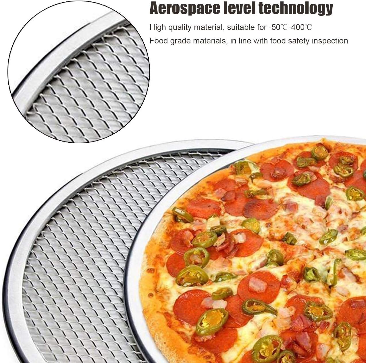 Pizza Screen, 3PCS Aluminum Alloy Seamless Pizza Screen Non Stick Mesh Net Baking Tray Cookware Kitchen Tool For Oven, BBQ 10 inch and 12 inch,14 inch