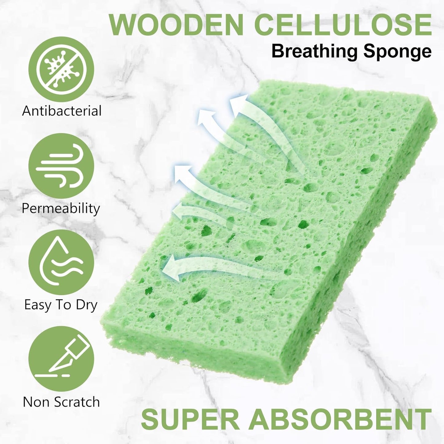 Zhengmy 100 Pieces Kitchen Sponge Bulk Natural Sponges for Dishes Compressed Wood Pulp Sponges Cleaning Sponge Without Scratching for Kitchen Bathroom, 3.9 x 2.4 x 0.12 Inch (Green)