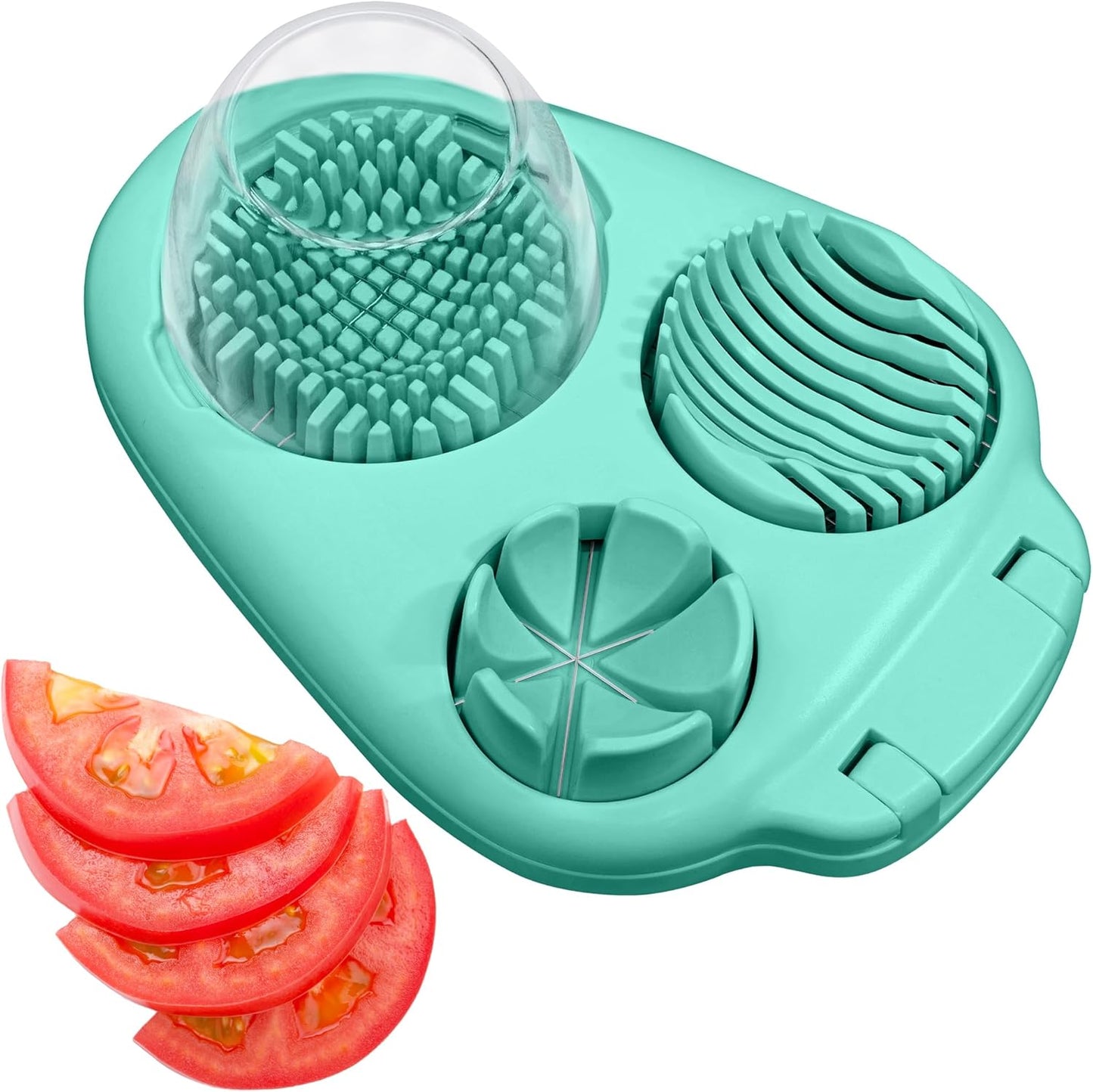 CraftyCrocodile Egg Slicer for Hard Boiled Eggs - 3 Slice Modes Egg Cutter, Heavy Duty, Stainless Steel Dicer - Kitchen Chopper Tool for Strawberry, Mushroom, Grape, Cherry Tomato - Mint Green