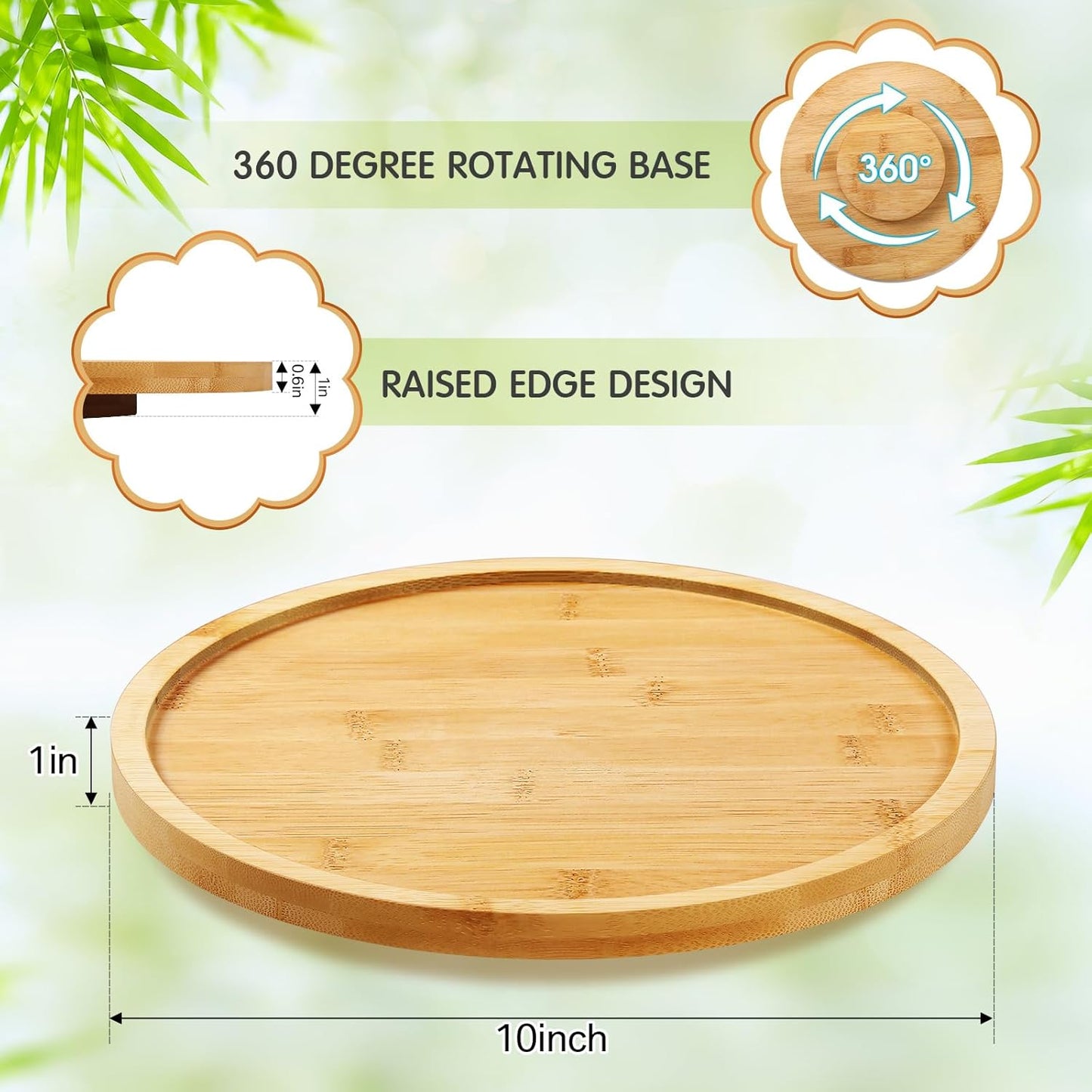 Mumufy 6 Pcs Lazy Susan Turntable Organizer Round Lazy Susan Turntable Tray for Kitchen Counter Pantry Table Organization Cabinet Bathroom(Bamboo,10 Inch)