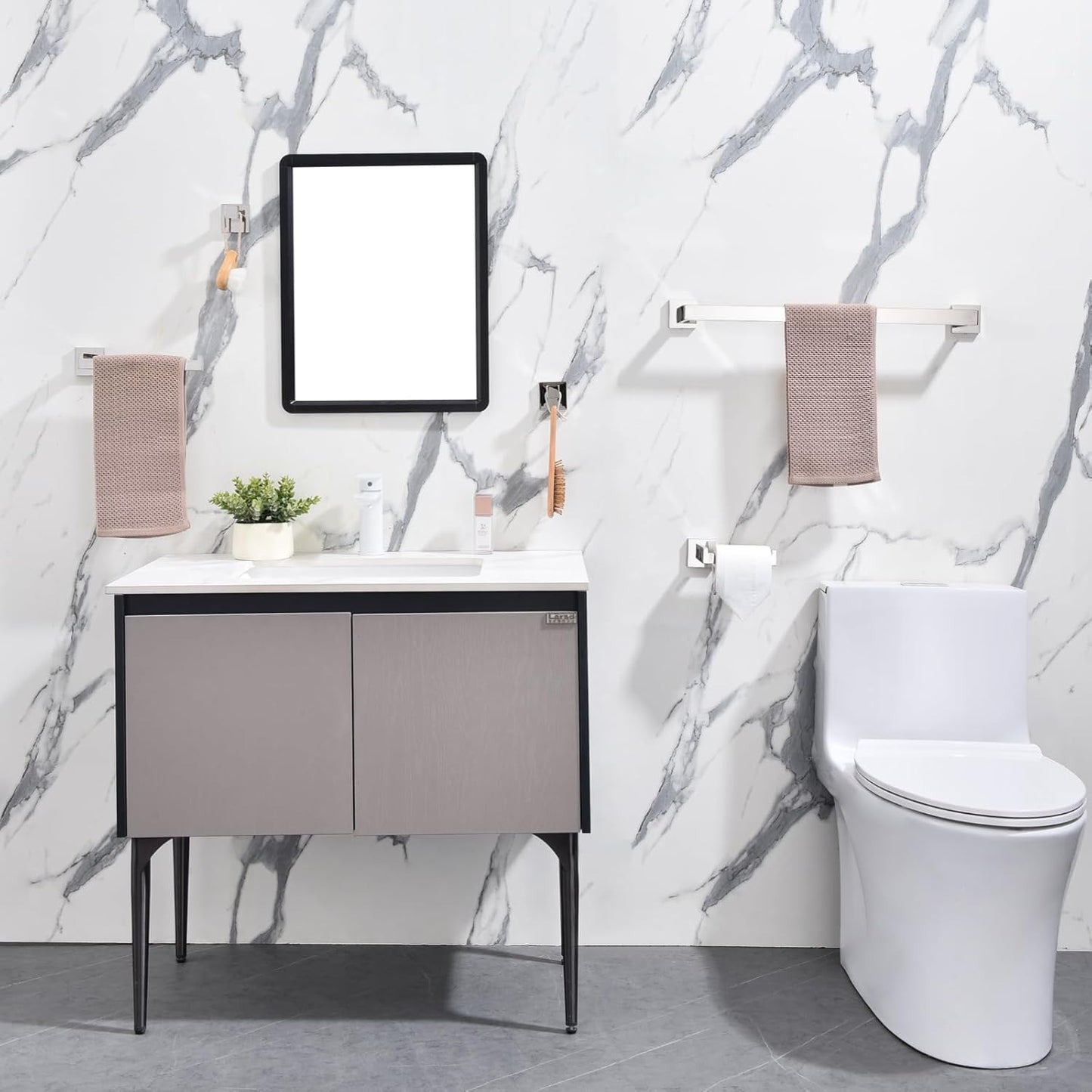 TASTOS 23.6 Inch Black Single Towel Bar Rack, SUS 304 Stainless Steel Bathroom Towel Bar Heavy Duty Towel Holder Kitchen Towel Rod, Wall Mount with Screws Towel Bar Rod Polished Chrome Finish