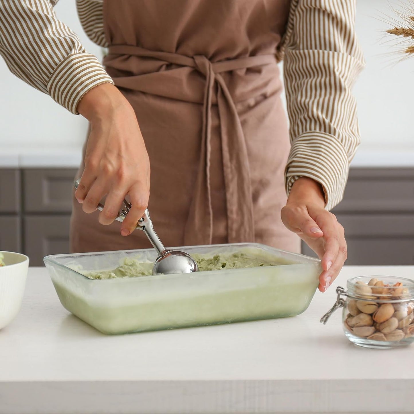 uxcell 2 Pcs Cookie Scoops, Ice Cream Scoop with Trigger for Baking Cookie Dough Rice Pudding Kitchen Gadget, Gray