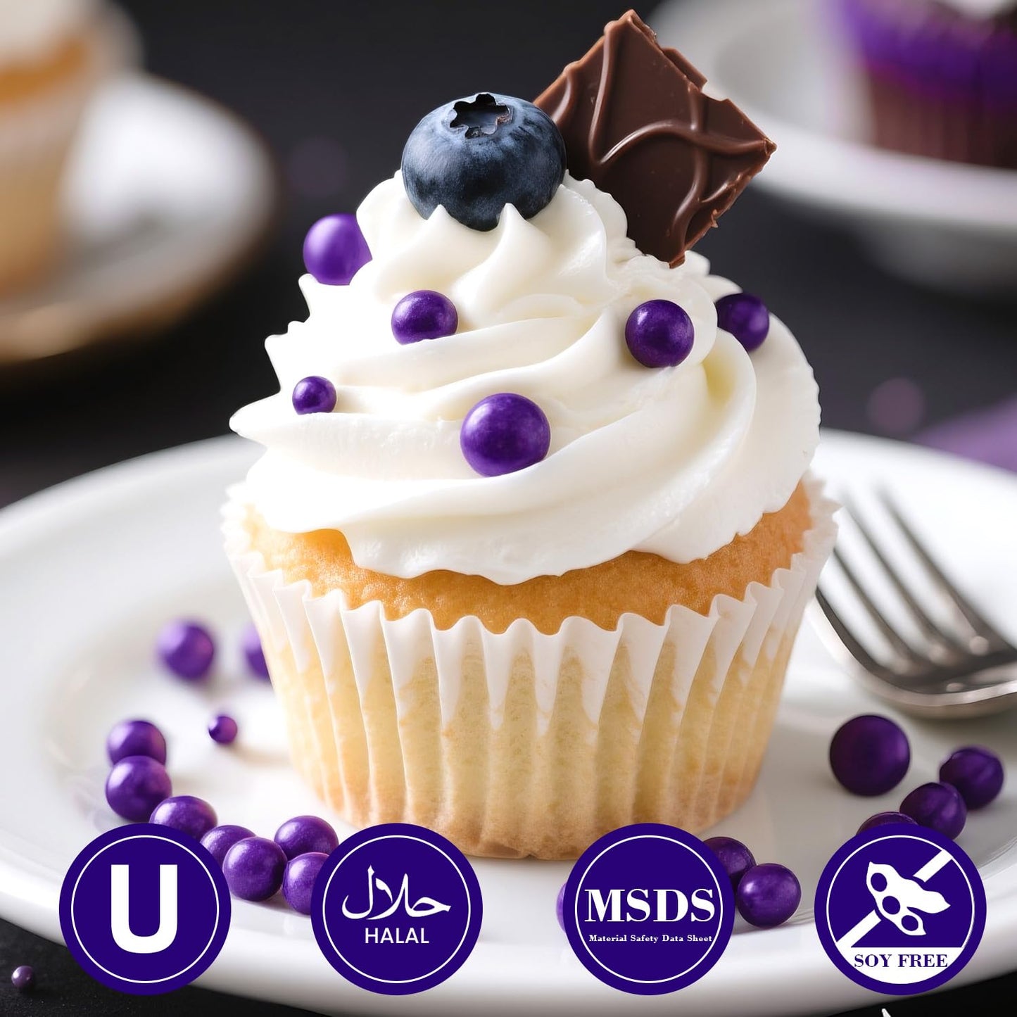 Dazzjoy Edible Pearl Purple Sugar Sprinkles, 130g/4.58oz, Purple Ball Pearls Sprinkles for Cake Decorating, Cupcake Toppers, Edible Cake Decoration