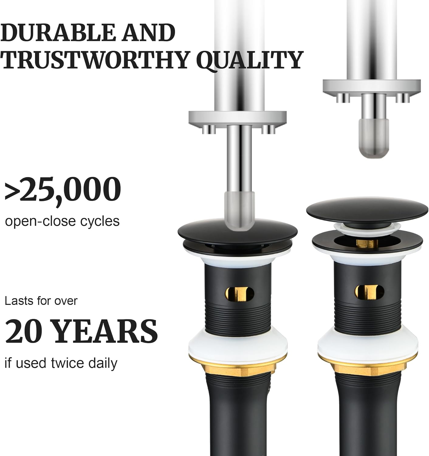 Pop up Sink Drain Stopper for Bathroom Vessel Vanity Sink Art Basin Matte Black ，Big Cap with Overflow, Metal Pop-up Drain Strainer with Detachable Basket Stopper