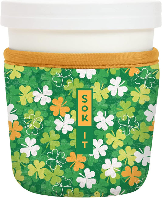 Sok It IceCreamSok Insulated Neoprene Cover (Luck of the Shamrock, Tapered Ice Cream Pints)