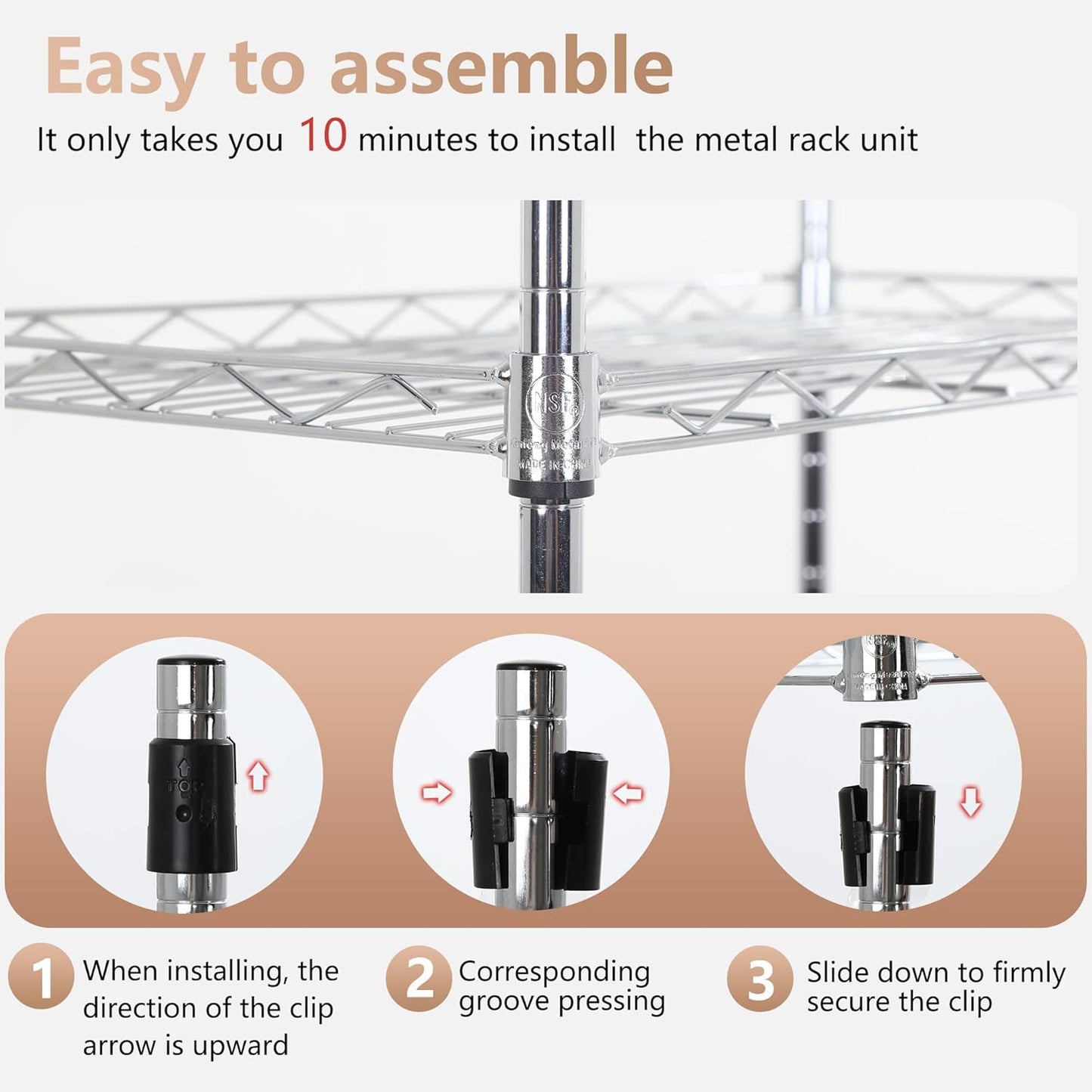 FDW 6 Tier Wire Shelving Units 23L x 13W x 59H Adjustable Metal Storage Rack NSF Pantry Shelves Kitchen Organization Shelf for Kitchen Garage Small Places Commercial,Chrome