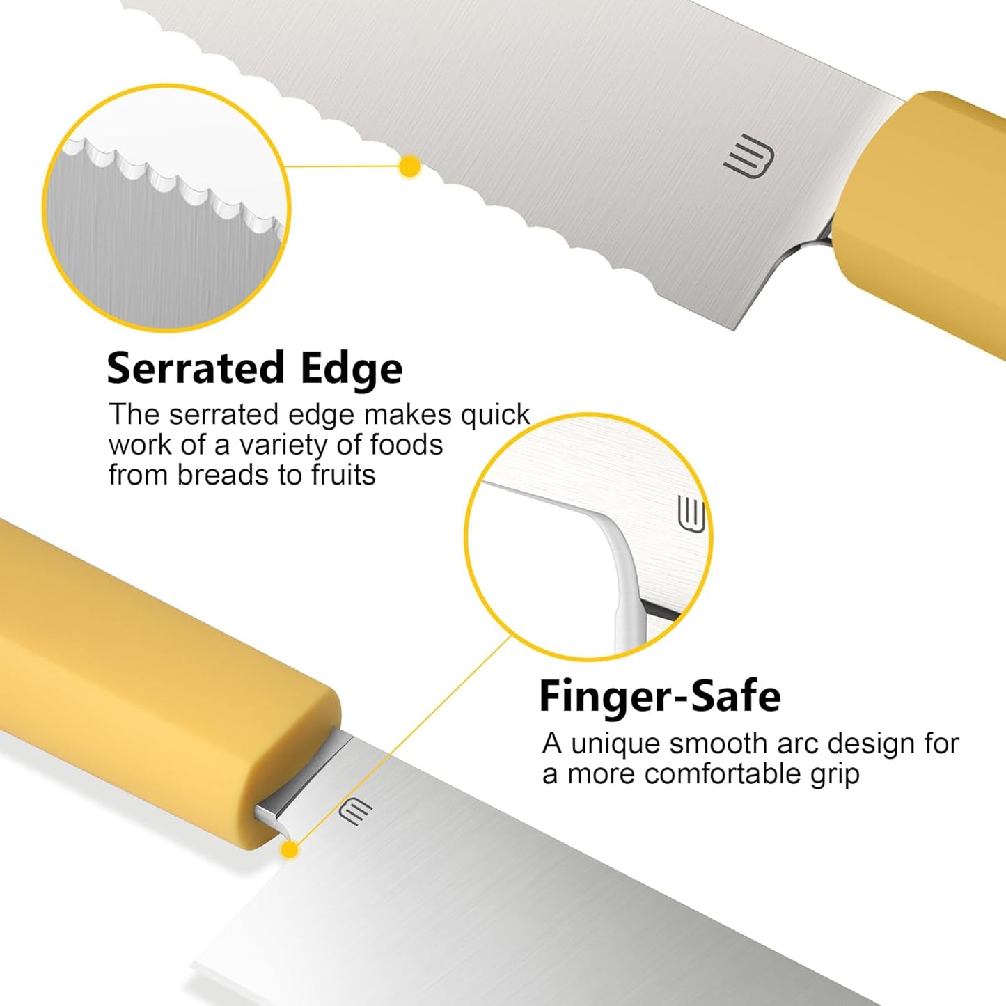 7.5" Serrated Bread Knife for Homemade Bread, AR-RPM9 Steel & Innovative Wavy Edge, Professional Serrated Knife for Sourdough Bread Cake, Gift for Baker Home Chefs