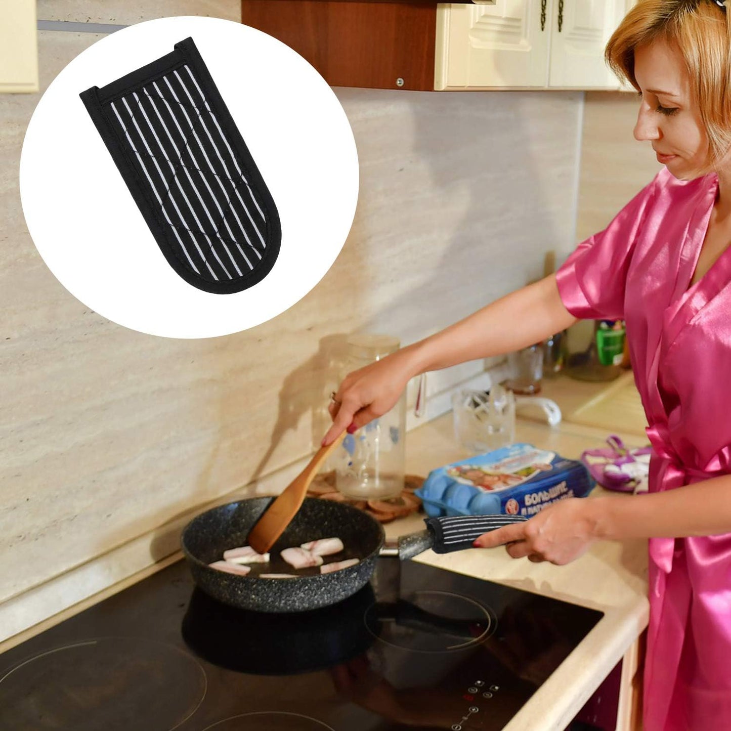 Patelai 4 Pieces Pan Handle Covers Heat Resistant, Hot Handle Holders Non Slip Pan Sleeves Cast Iron Skillet Holder Covers for Home Kitchen Cooking Tools(Eye-catching Styles)