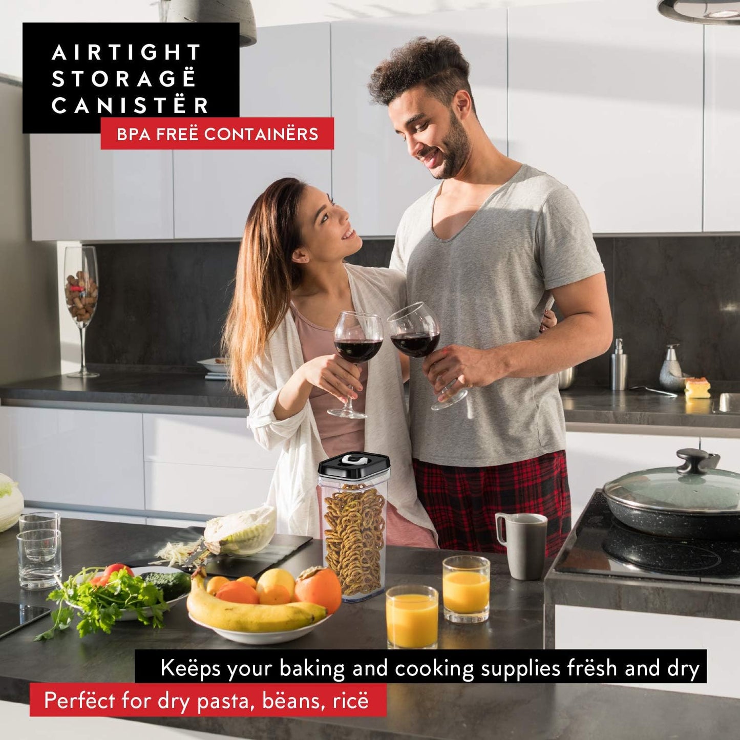 DWËLLZA KITCHEN Airtight Food Storage Containers with Lids – 4 Piece Set Air Tight Kitchen Storage Containers Clear Pantry Organization and Storage Set BPA-Free - Keeps your Food Fresh & Dry