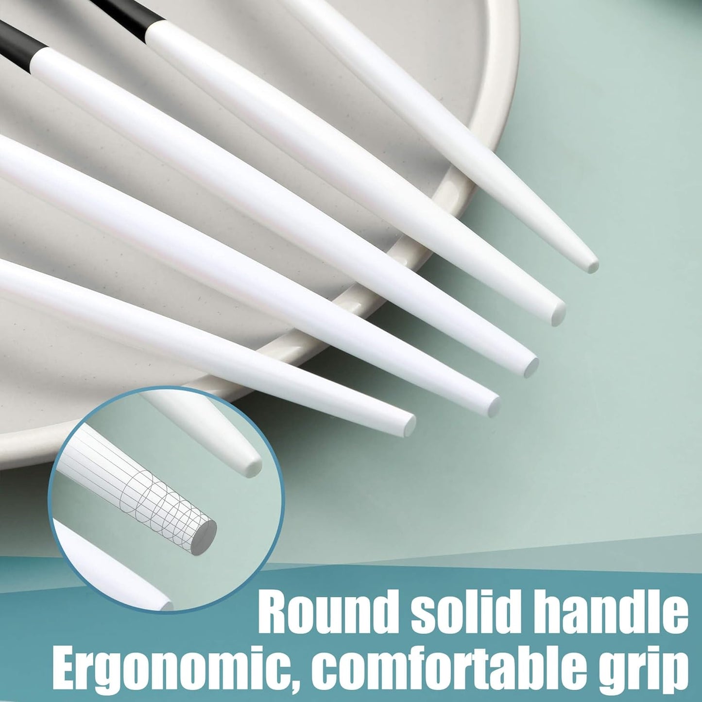 Matte Black White Silverware Set for 4,Modern Stainless Steel Brushed Cutlery Set,20-Pieces Heavy Duty Flatware Set,Knives Spoons and Forks Set Utensils Set, Satin Finish, Dishwasher Safe