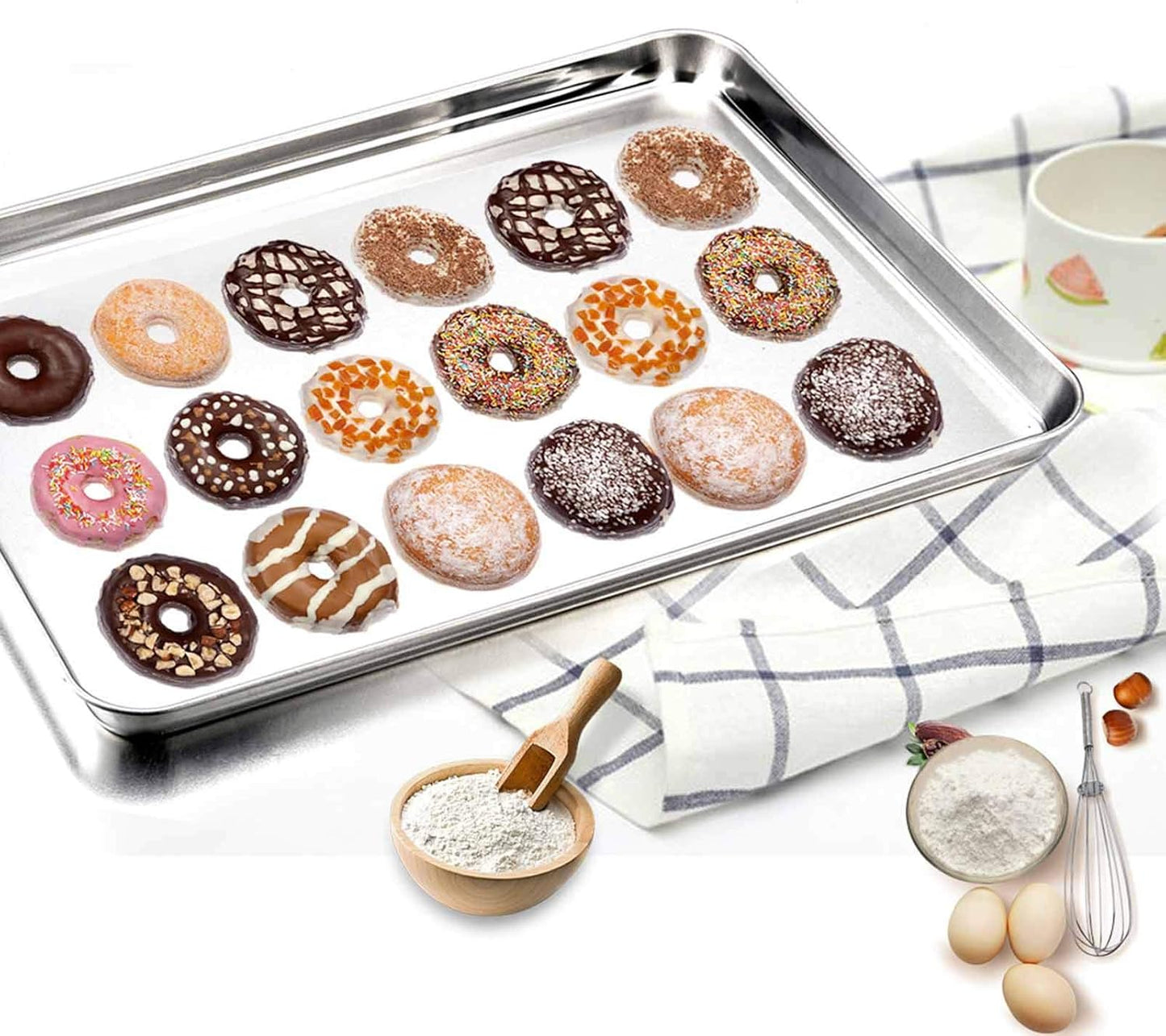 TeamFar Baking Sheet, 17.6’’ x 13’’ x 1’’ Stainless Steel Large Cookie Sheet Half Baking Pans, Non-toxic & Healthy, Easy Clean & Dishwasher Safe, Heavy Duty & Sturdy- Set of 2
