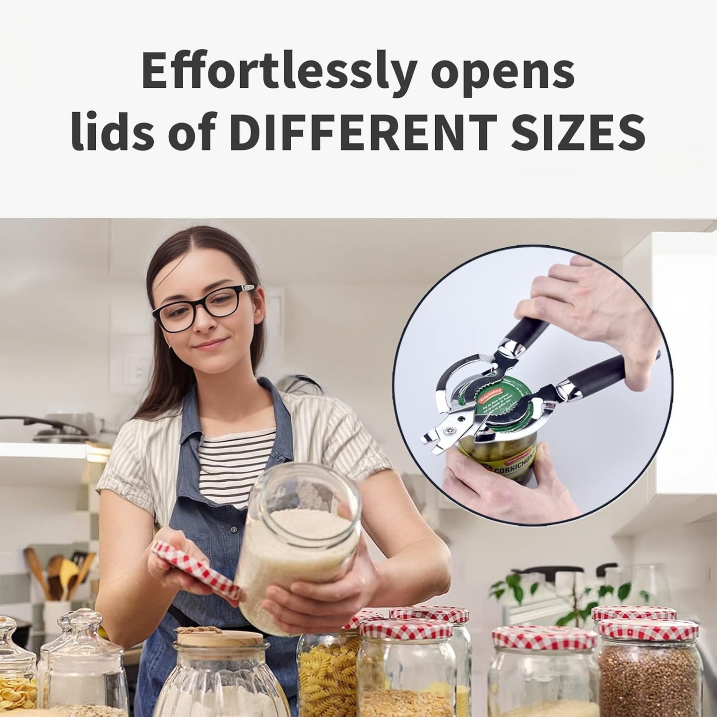 Jar Opener, Multi Jar Opener for Weak Hands, Stainless Steel Jar Lid Opener, Beer Bottle Opener for Arthritic Hands, Seniors with Arthritis