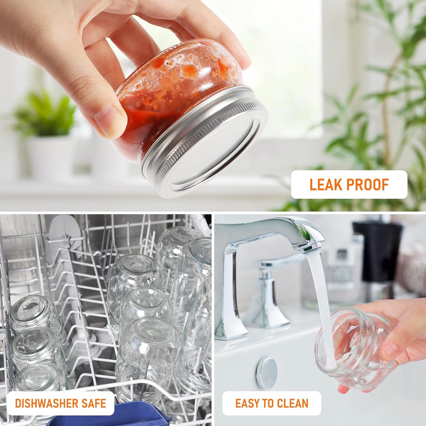 4 oz Mason Jars With Silver Lids and Bands, 24 Pack Regular Mouth Canning Jars for Jam, Honey, Yogurt, Candy, Spices, Snacks, DIY Projects, Wedding Favors- Includes 30 Stickers