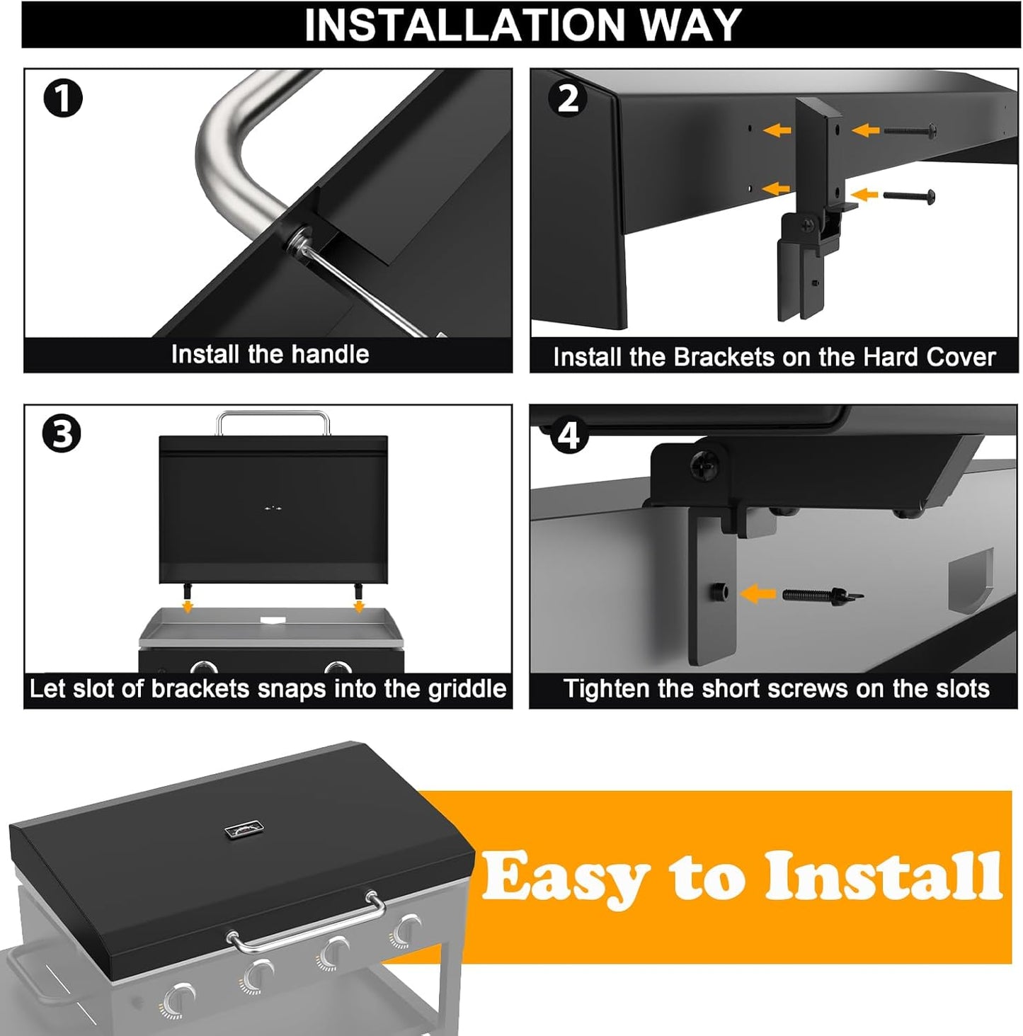 Upgraded Griddle Hinged Lid for 36" Blackstone 1554 1863 1825 1818 1565 1560 2149 1841 1866 2122 2151 2177, Hard Cover with Thermometer and Cover for Blackstone 36 Inch Griddle Accessories
