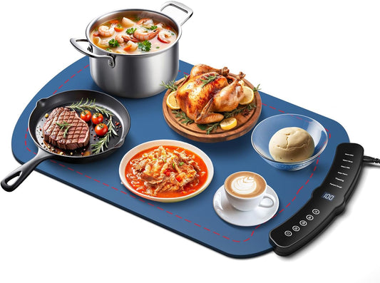 Warming Mat for Food, Food Warming Mat with 7 Temp Master Adjustable Warming Tray, Thermochromic Line, Electric Warming Tray for Buffets Party, Food Warmers