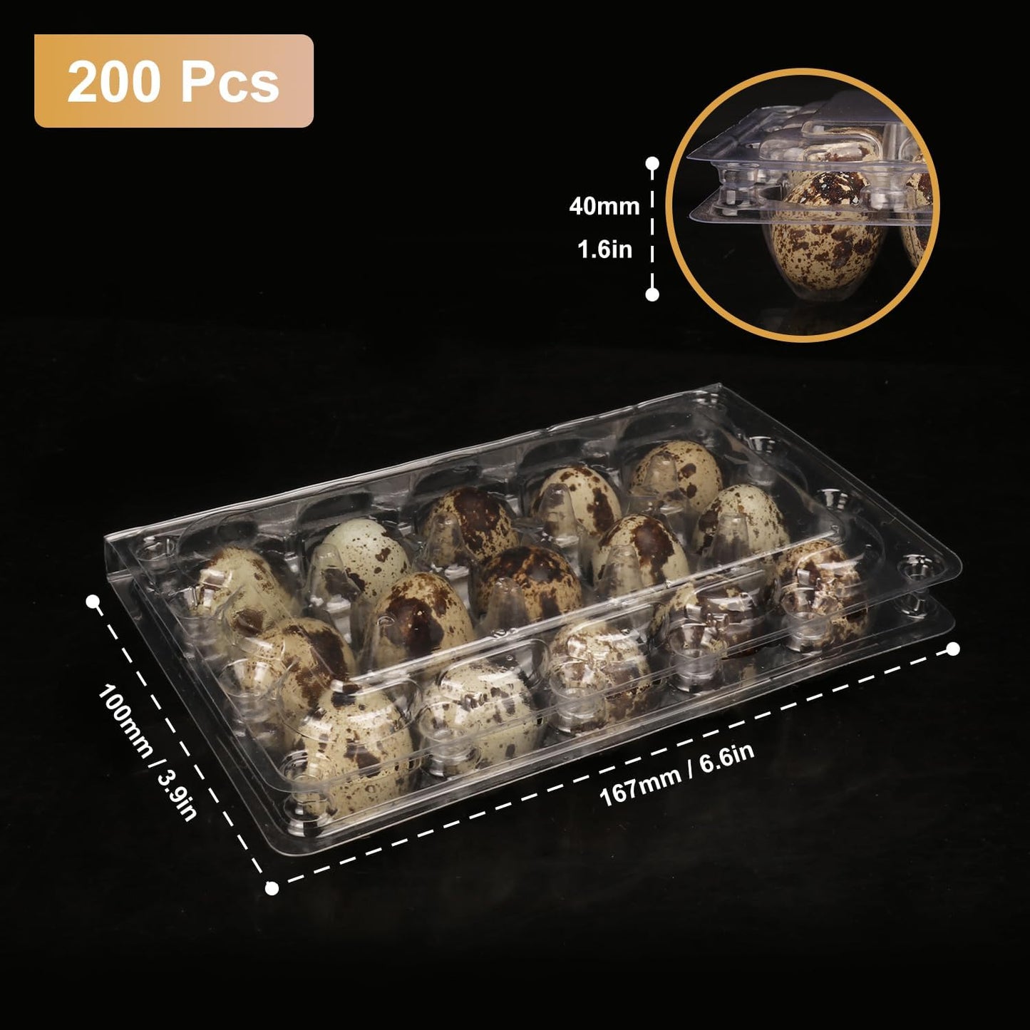 200 Pack Quail Egg Cartons, Clear Plastic Quail Egg Trays, Holds up to 15 Quail Eggs Securely - Your Ultimate Small Eggs Carton Holders for Bulk Storage and Display