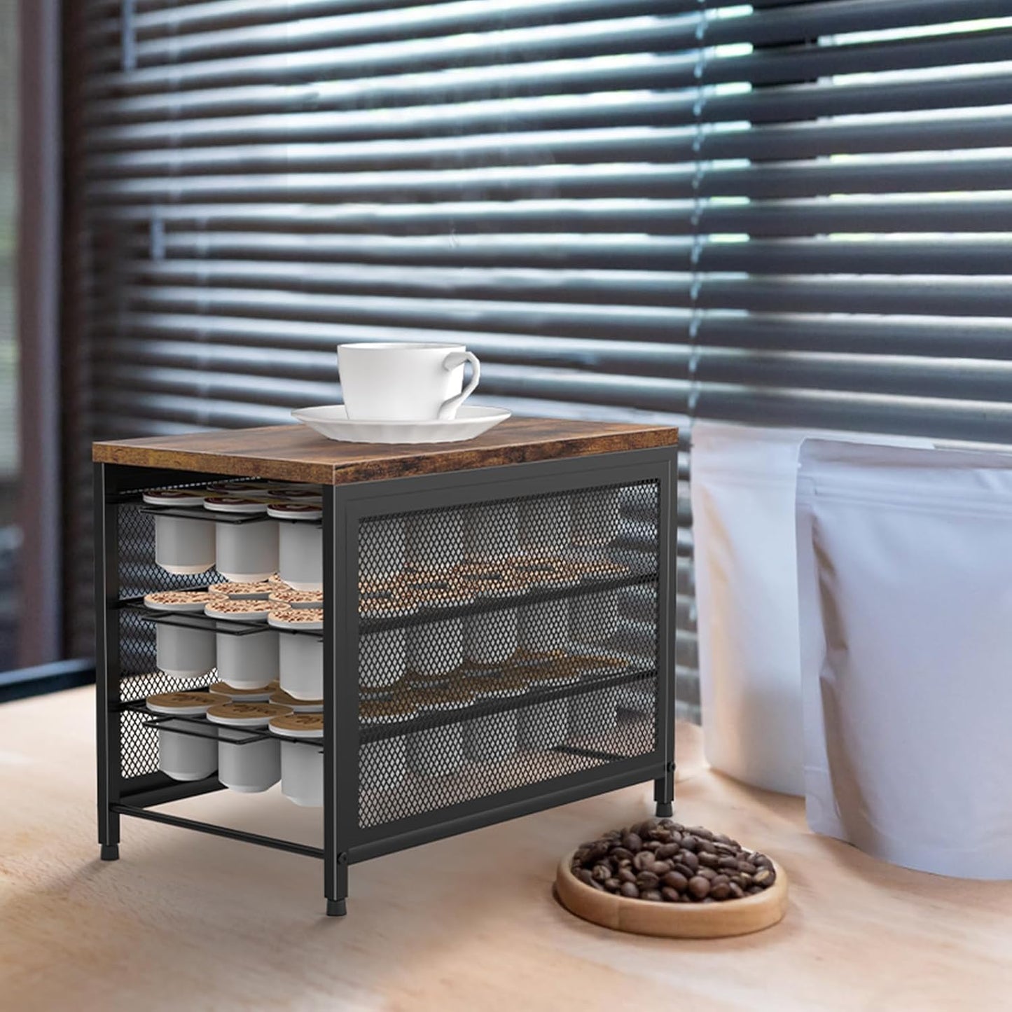 NANANARDOSO Coffee Pod Holder For Counter, 3 Tier Coffee Pod Drawer for Keurig Pod Storage Drawer Holder, 54 Capacity Pods Storage Organizer Cups Capsule with Sliding Baskets for Coffee Station