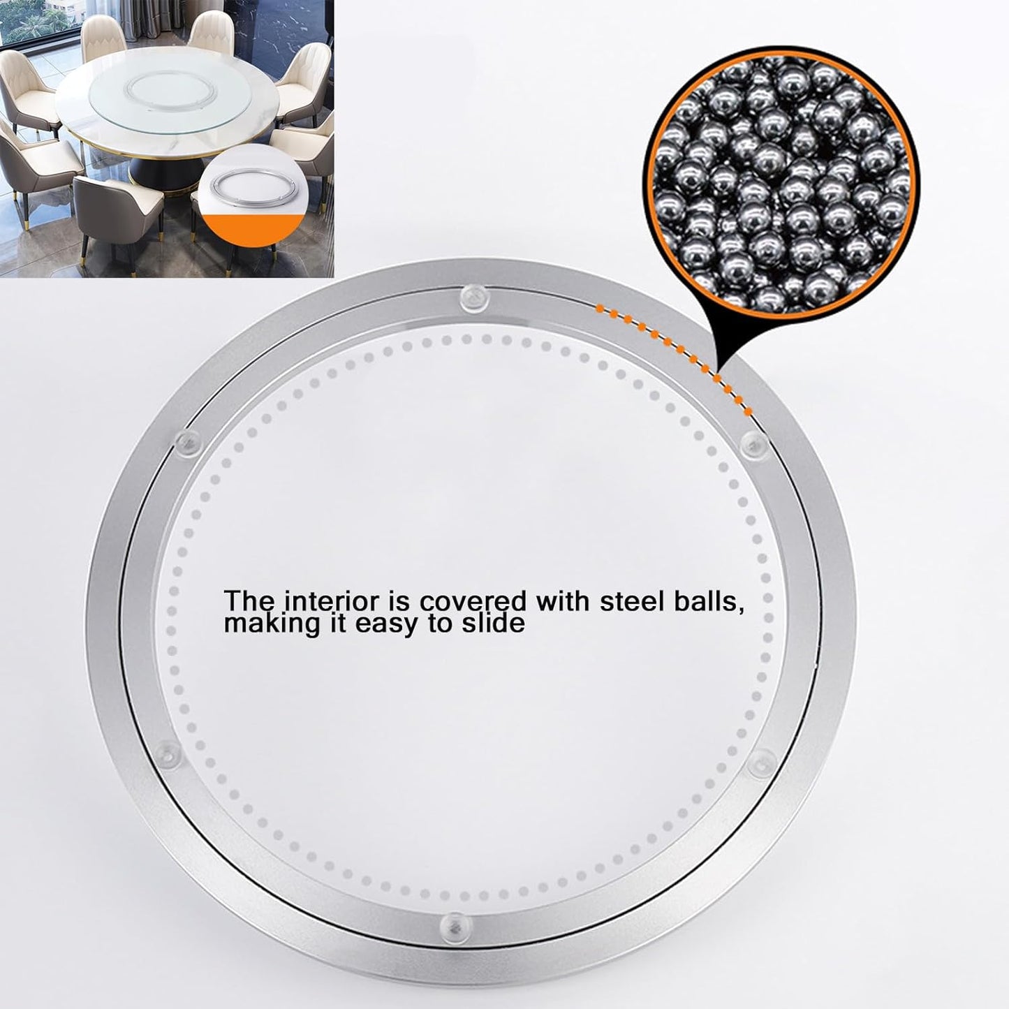 Heavy Duty Lazy Susan Hardware 20 Inchs Aluminum Bearing Metal Rotating Turntable Bearings Swivel Hardware for Dining-Table and Workbench Non-Slip