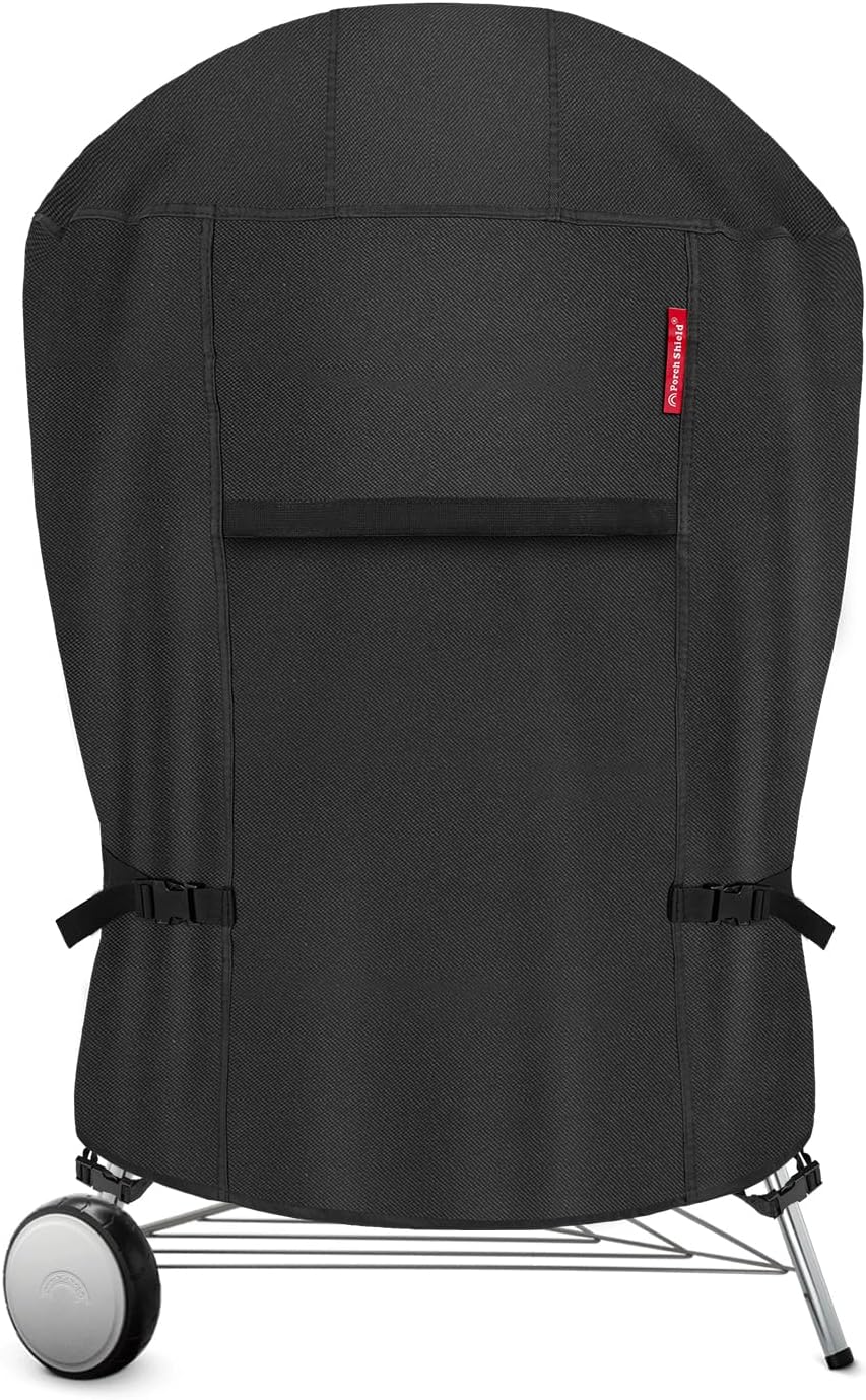 Porch Shield Outdoor Charcoal Kettle Grill Cover 18 inch Waterproof 600D Round Smoker Cover Fits Most Kettle Grill 23" Dia x 33" H, Black