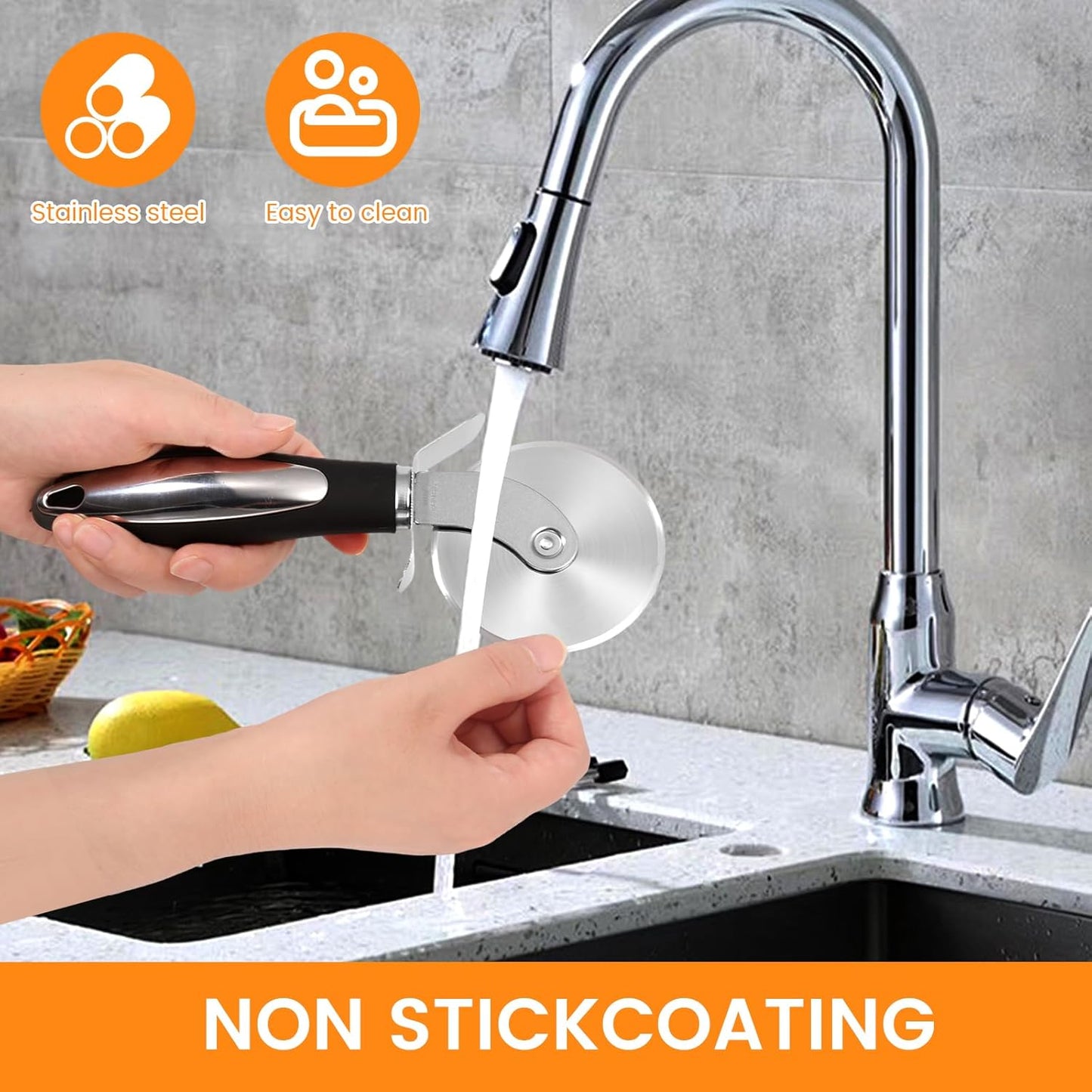 SVNR Classic Pizza Cutter Set, Stainless Steel 8.5" Pizza Cutter Wheel and 10.5" Pie Server Set, 2PCS Pizza Wheel Cutter & Pie Server for Cutting and Serving Pizza