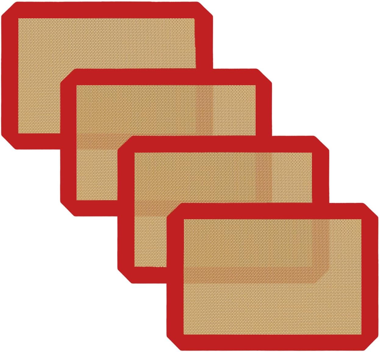 Small Silicone Baking Mats, Set of 4,11-4/5x8-1/4 Inch Quarter Sheet Size, Non Stick, BPA Free, 1/4 Baking Sheet Pan Liner for Cookies, Macaron, Bread, Pastry, Toaster (Red)
