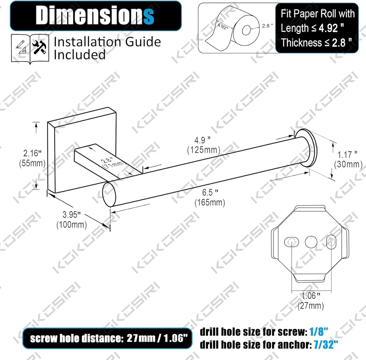 KOKOSIRI Toilet Paper Holder for Bathroom Toilet Roll Holder Hold Mega Rolls Wall Mounted, Polished Chrome Stainless Steel 2 Pack, B2008CH-P2