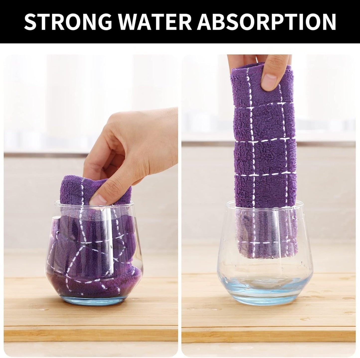 Homaxy 100% Cotton Terry Kitchen Dish Cloths, Ultra Soft and Absorbent Dish Towels for Kitchen, Suitable for Drying and Washing Dishes, 12 Pack, 12 x 12 Inches, Purple