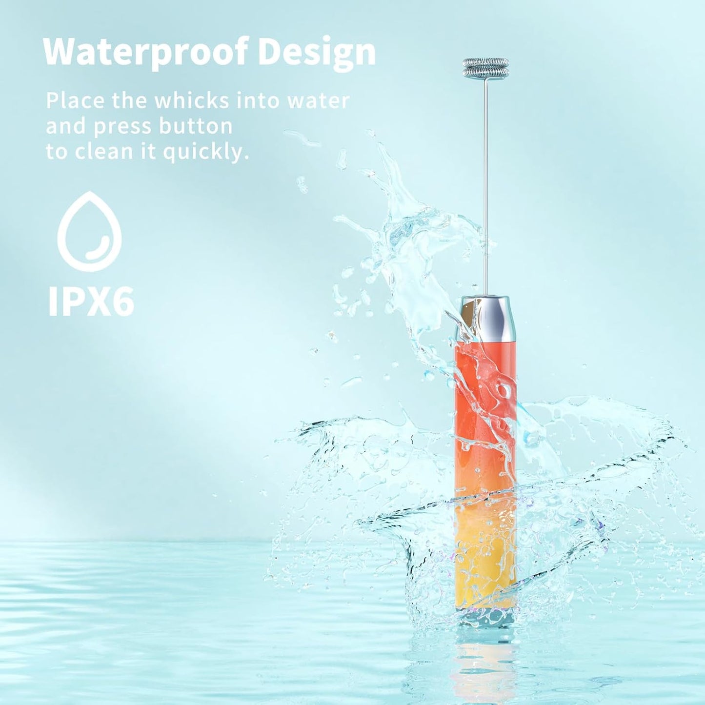 Maestri House Rechargeable Milk Frother with Stand, LunaFro Handheld Electric Foam Maker Waterproof Detachable Stainless Steel Whisk Drink Mixer Foamer for Lattes, Cappuccino