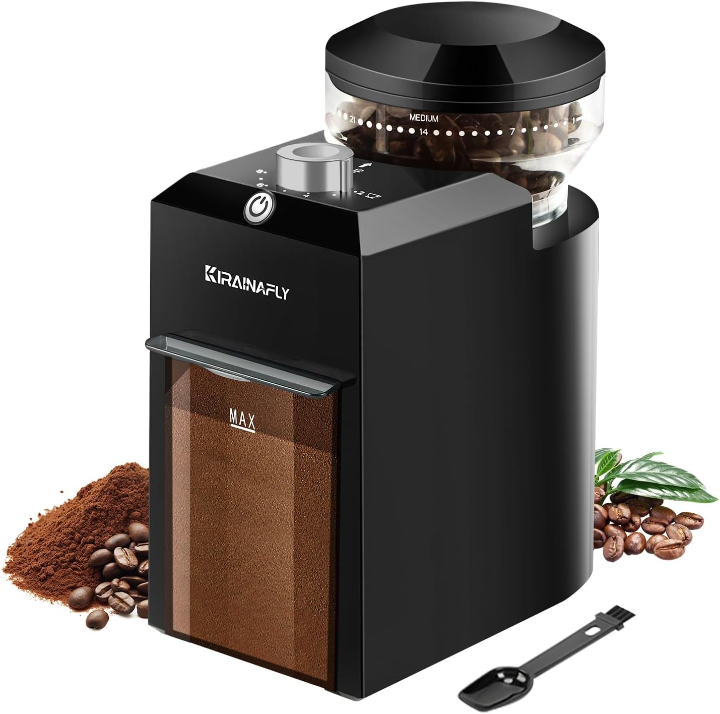 Electric Burr Coffee Grinder,Adjustable coffee grinder with 28 Precise Grind Setting for French Press, Drip Coffee and Espresso,12 Cups, (Black+ Light Gray)