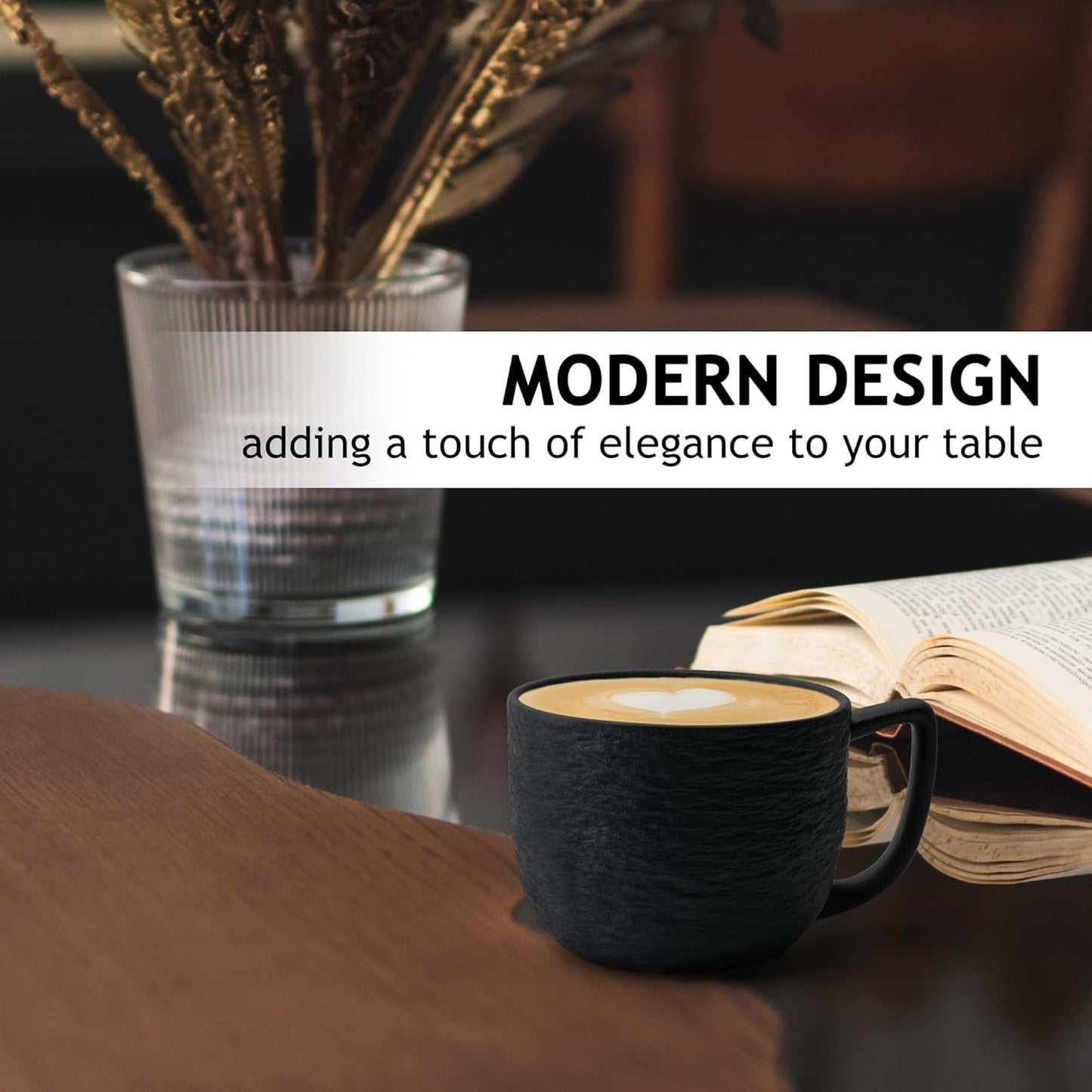 MIAMIO – 15 oz Coffee Mugs/Mug Set of 4 - Ceramic Mug for Coffee, Latte, Cappuccino, and Tea - Oasis Collection