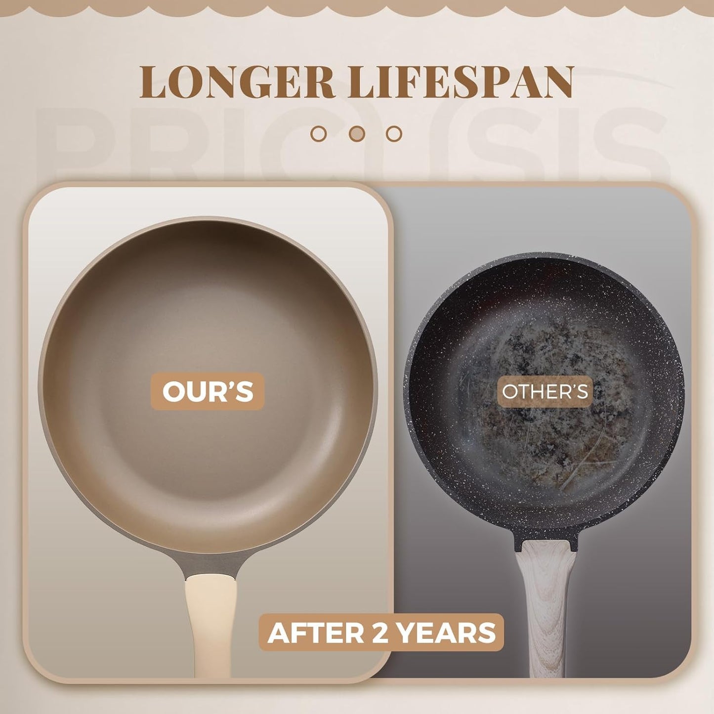 Nonstick Frying Pan with Lid, Healthy Skillet, Egg Pan Nonstick Omelet Pan Chef's Pan, PFOA & PTFE Free, Induction Compatible (10 Inch W/L Natural Linen)