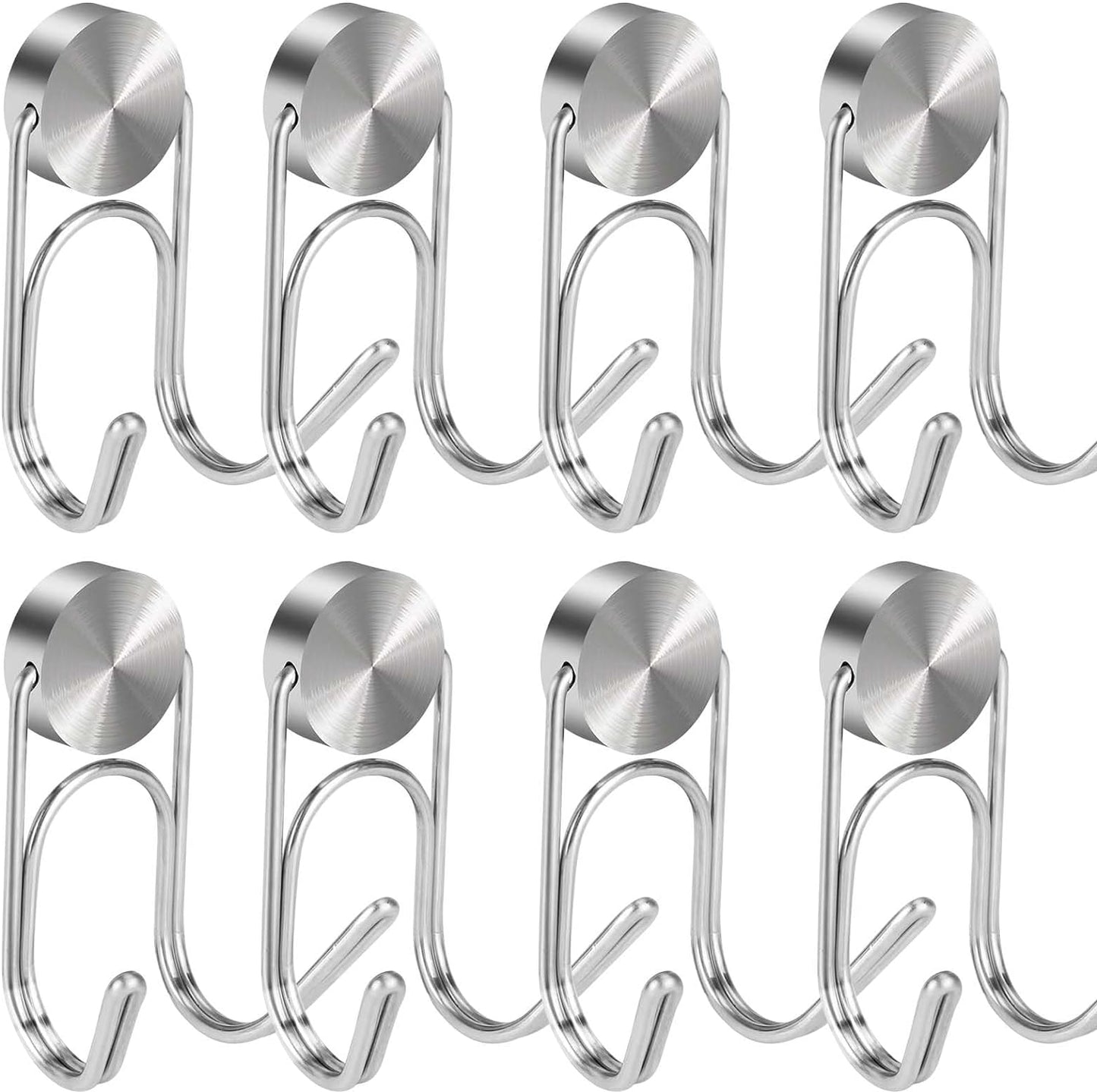 Magnetic Hooks Heavy Duty 304 Stainless Steel Hooks,Magnets Hanging Hooks for Refrigerator Grill Toolbox Cabins Outdoor,Cruise Essentials Camper Accessories,8pack(Silver 1.1in-2-40 8p)