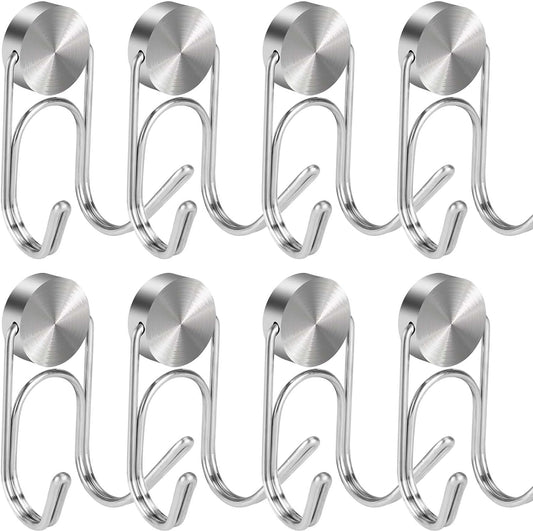 Magnetic Hooks Heavy Duty 304 Stainless Steel Hooks,Magnets Hanging Hooks for Refrigerator Grill Toolbox Cabins Outdoor,Cruise Essentials Camper Accessories,8pack(Silver 1.1in-2-40 8p)