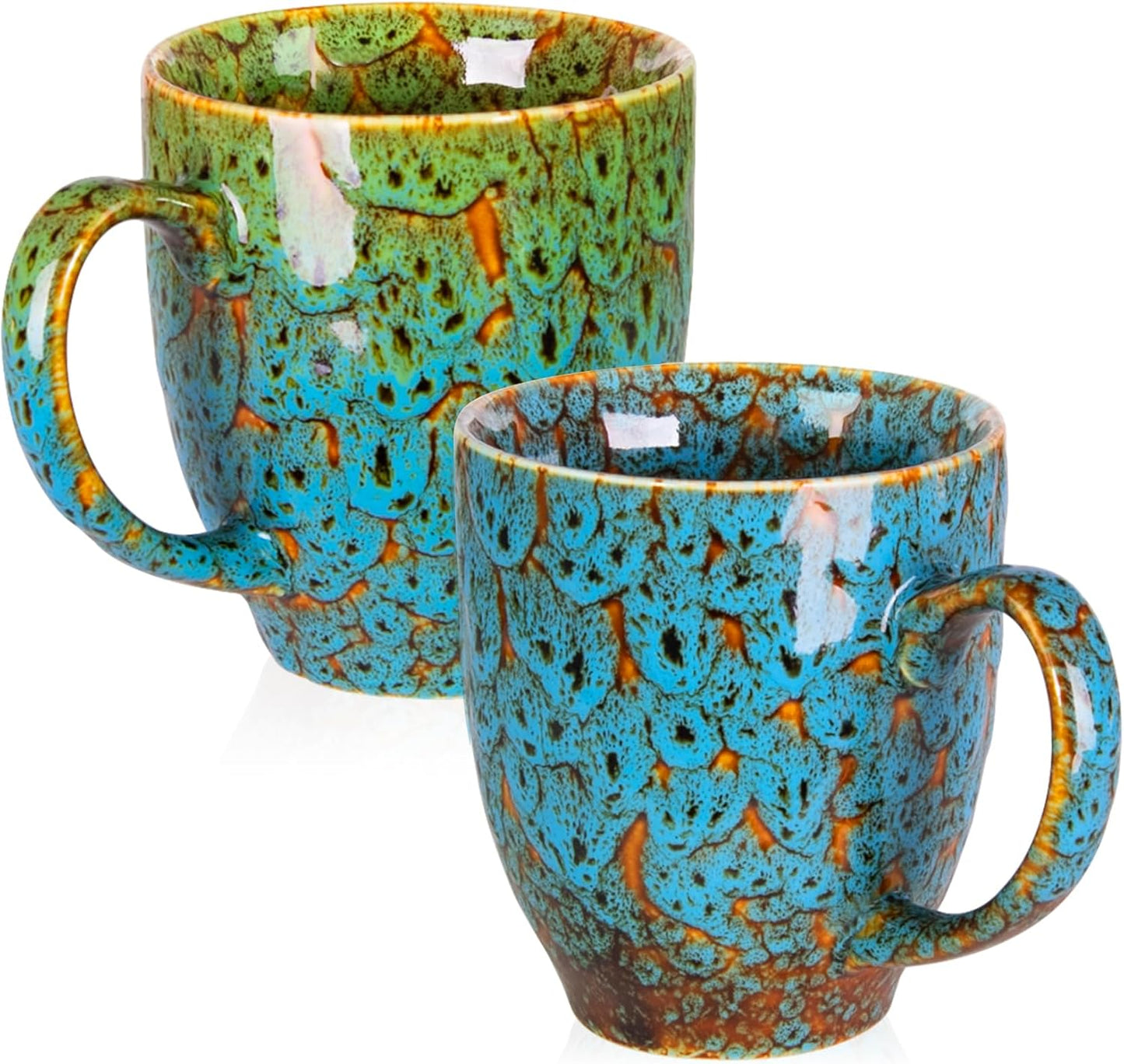 Set of 2 Durable 16 oz Coffee Cups, Large Coffee Mugs with Ergonomic Handle, Ceramic Mugs Dishwasher & Microwave Safe, Ideal Tea Mugs for Home, Office, Gifts (coffee, Tea, Hot Cocoa, Latte Cup)