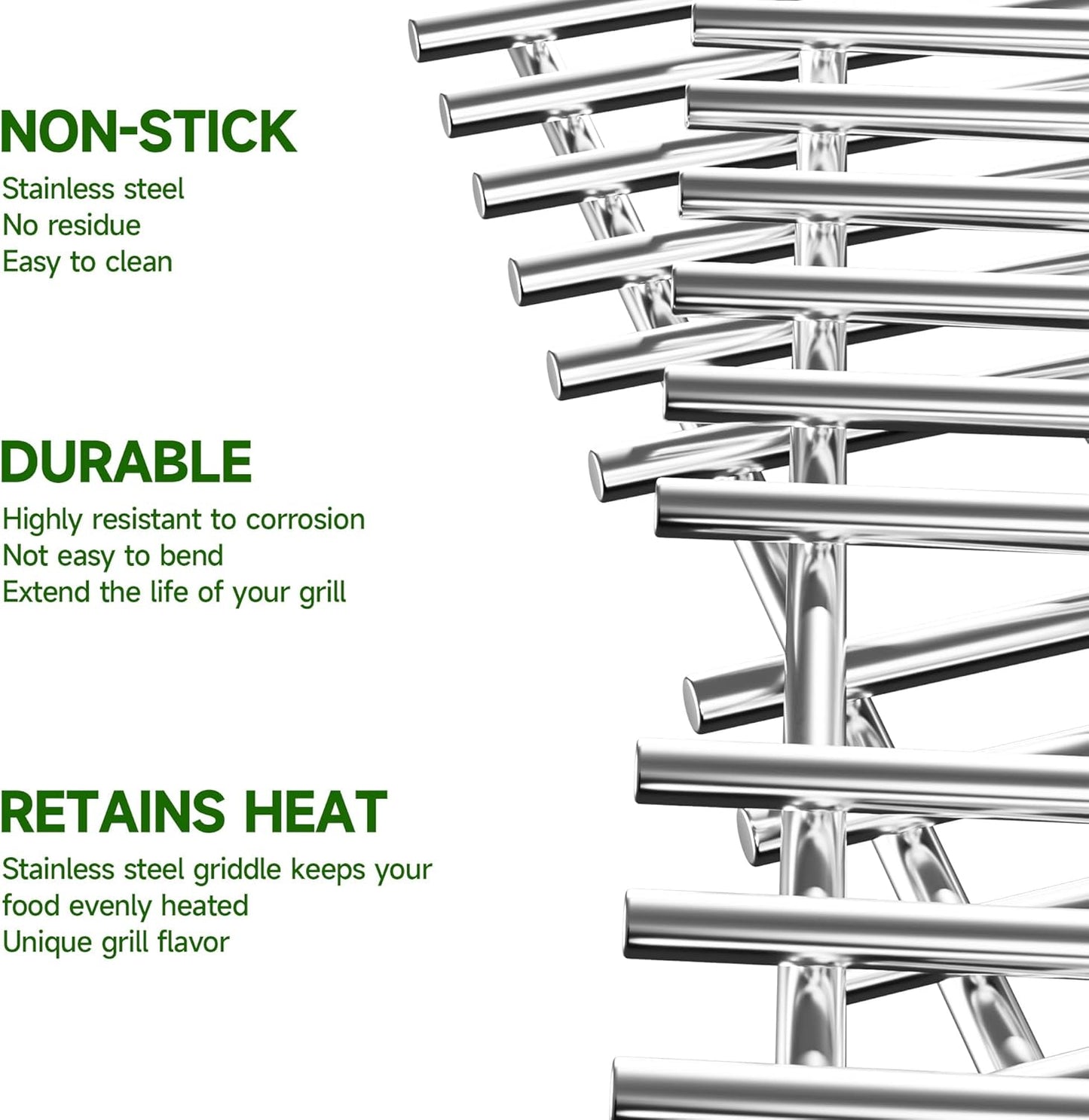 SF4362(2-Pack) 15" Cooking Grates Replacement for Broil King, Broil-Mate, Huntington, Sterling Gas Select Gas Grill Models, Stainless Steel Grill Grates