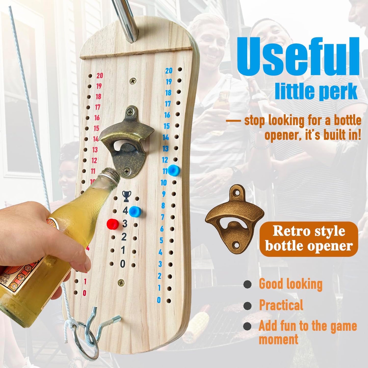 Hook and Ring Toss Game Bottle Opener Ring Toss Game for Indoor Outdoor Party Man