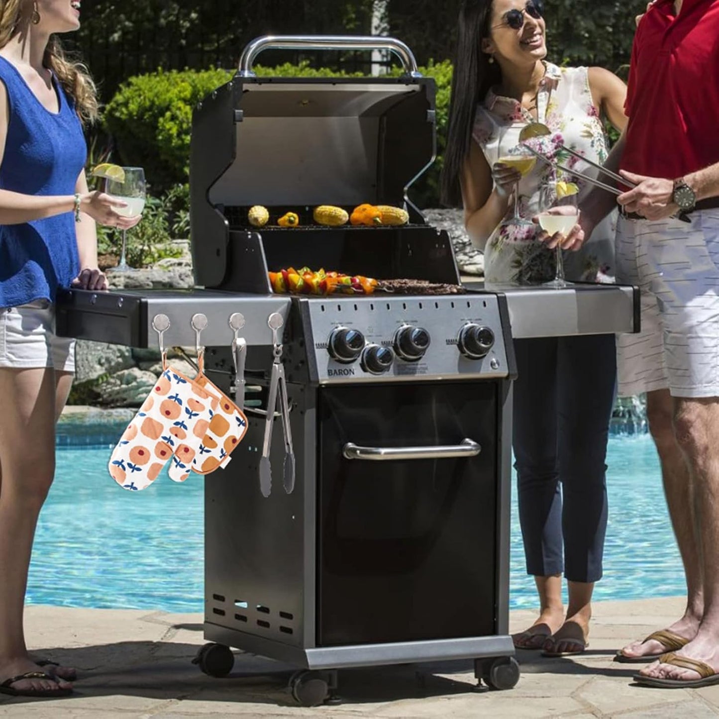 Magnetic Hooks, Heavy Duty 304 Stainless Steel Magnet Hooks for Cruise Refrigerator Grill,Strong Magnet with Hooks for Home Kitchen, Garage Toolbox,4pack （Silver,1.1in-1 22Lbs）