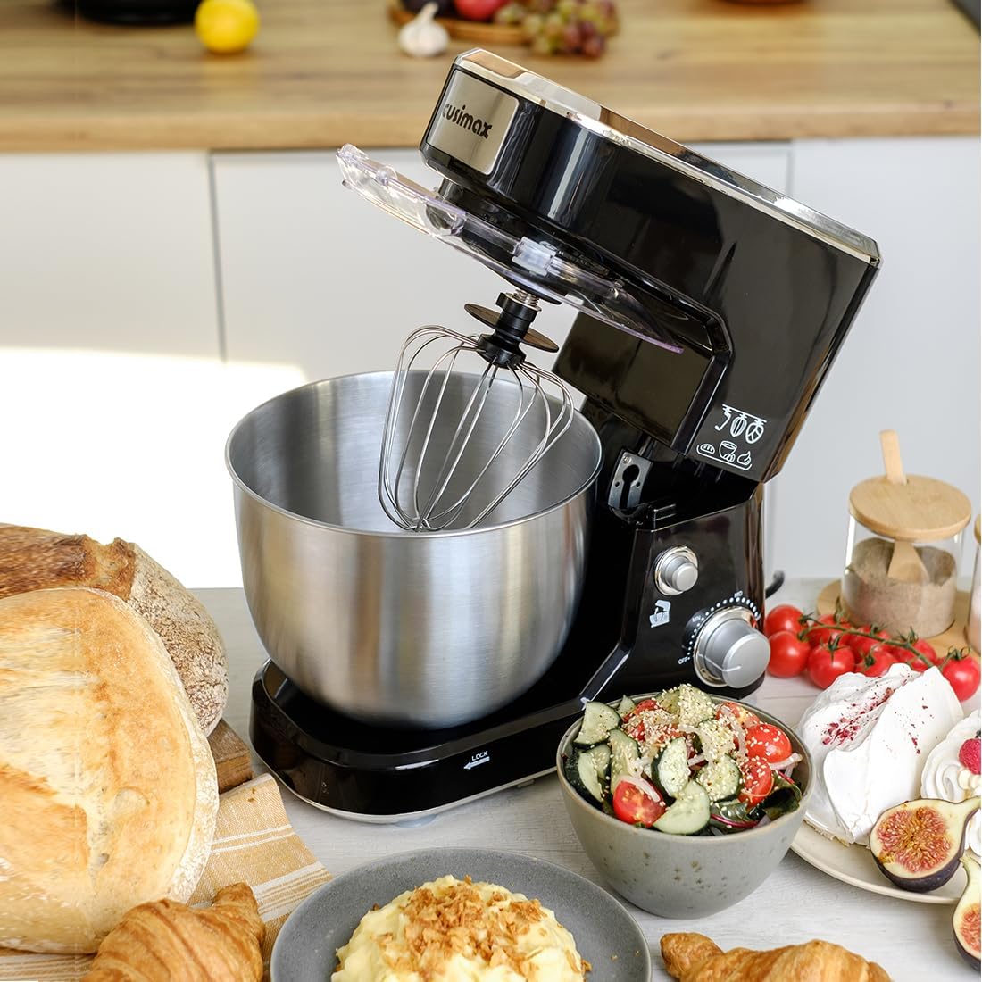 CUSIMAX Stand Mixer 5-QT Tilt-Head Food Mixer Kitchen Electric Mixer with Dough Hook, Wire Whip & Beater for Daily Use