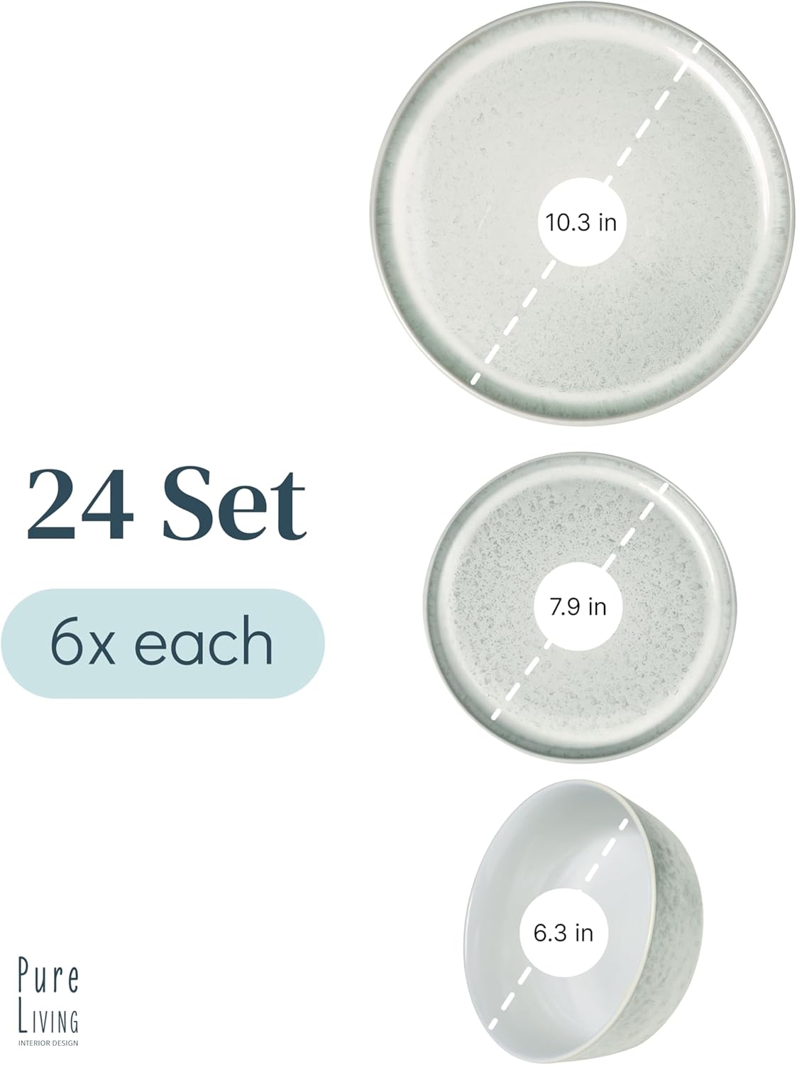 Stoneware dinnerware set 8 persons 24 pcs - Mediterranean dinnerware set, dishwasher, microwave and scratch resistant - bowl and plate set - dinnerware Pure Living Light Beige…